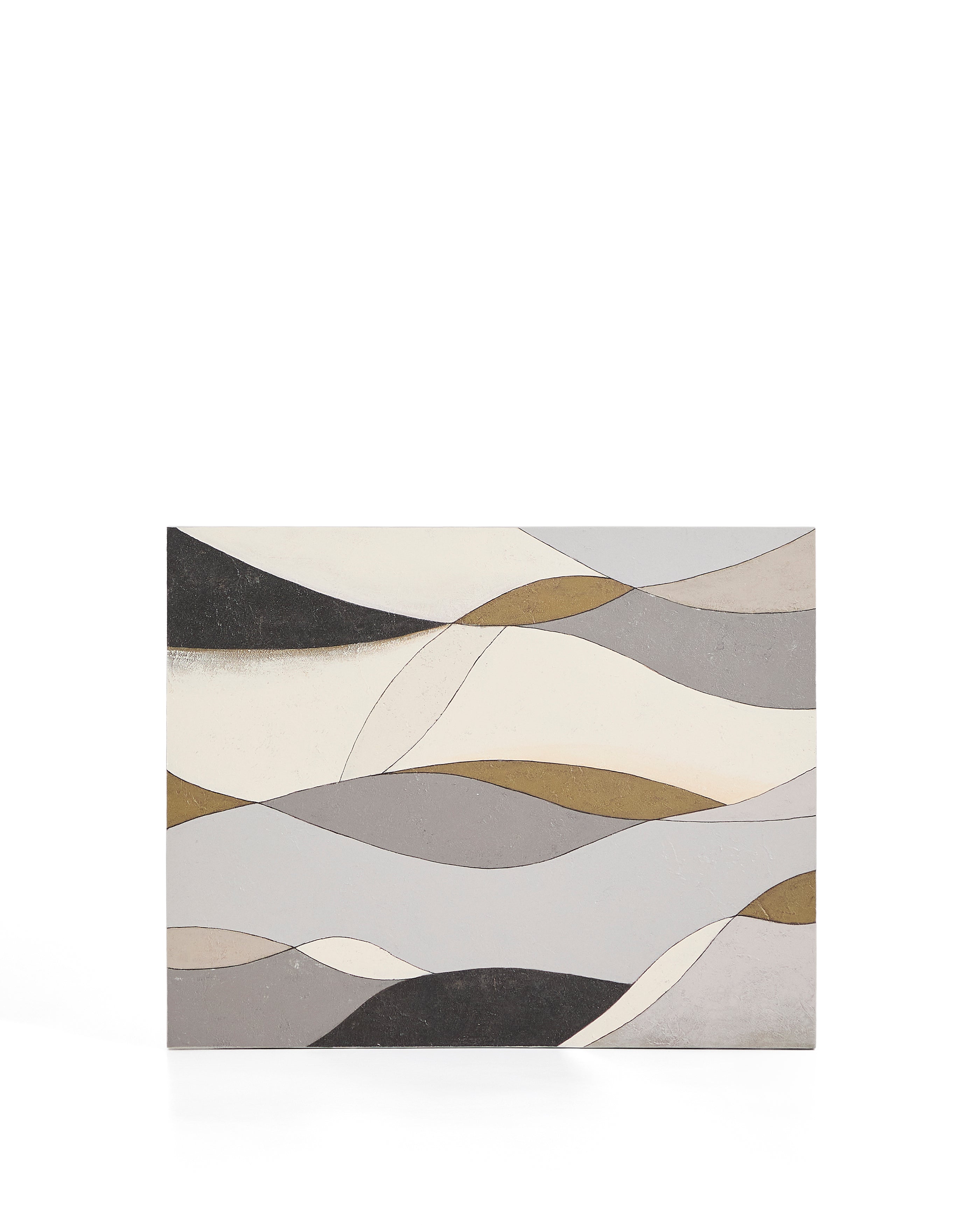 Marvilo grey and mustard abstract canvas 80 x 100cm - Product Image