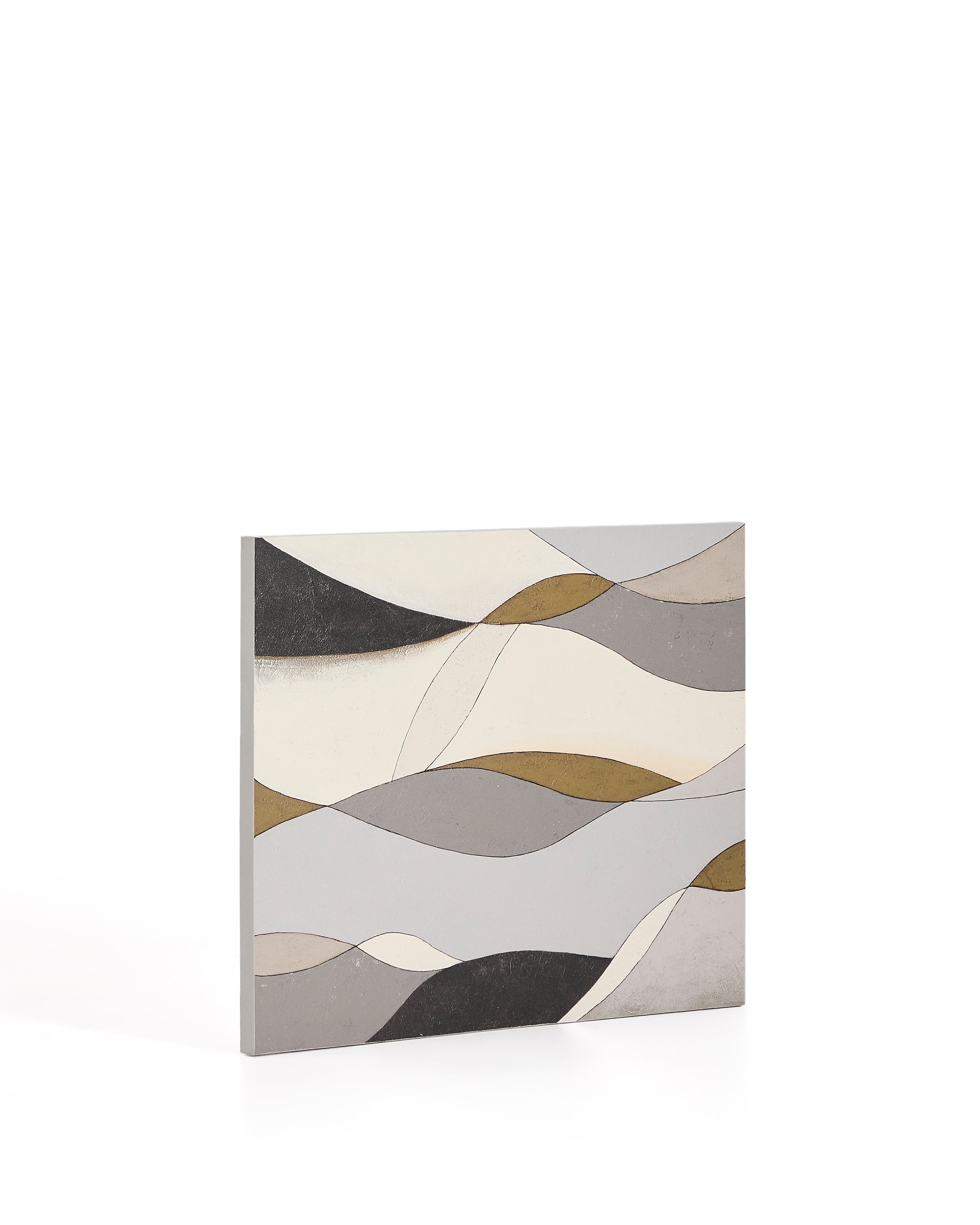 Marvilo grey and mustard abstract canvas 80 x 100cm - Product Image