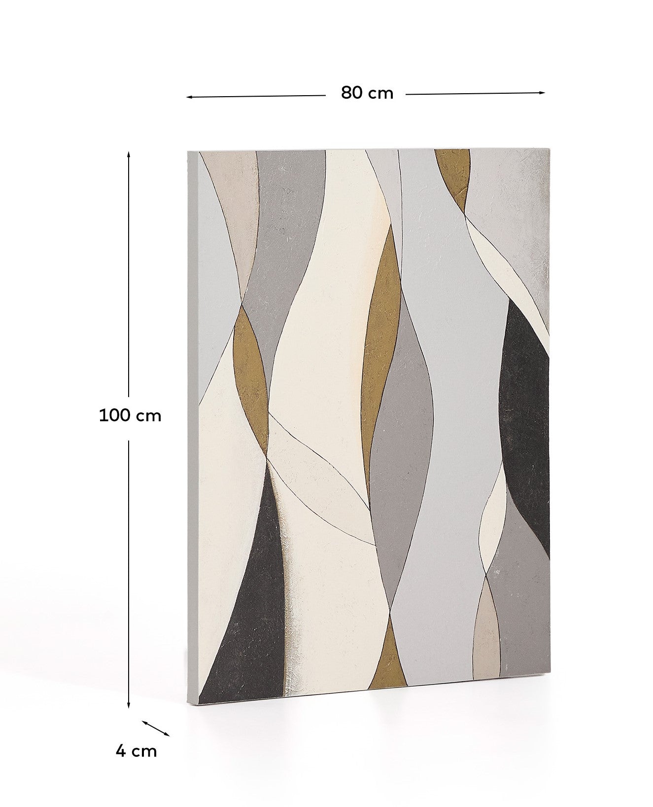 Marvilo grey and mustard abstract canvas 80 x 100cm - Measurements