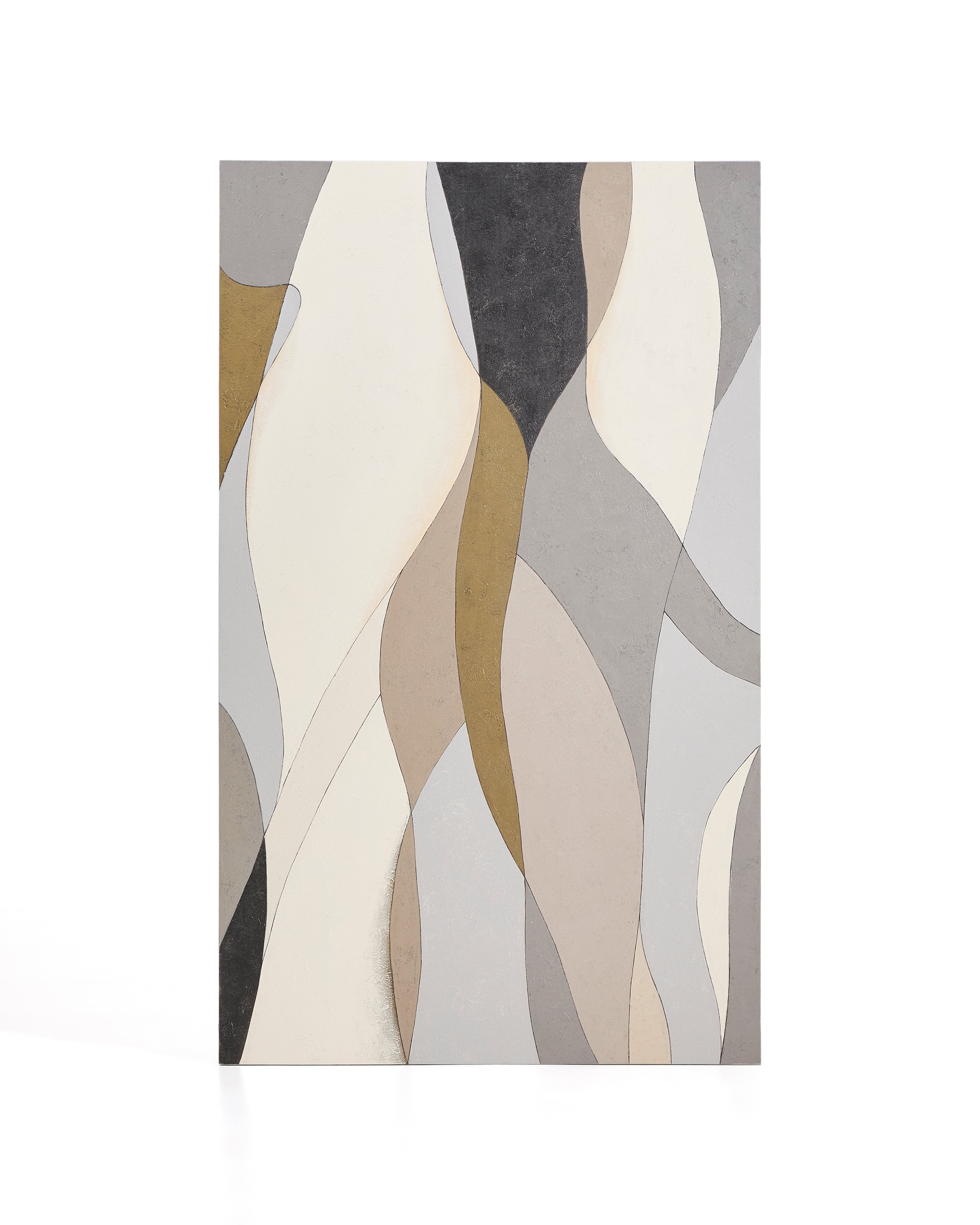 Marvilo grey and mustard abstract canvas 120 x 200cm - Product Image