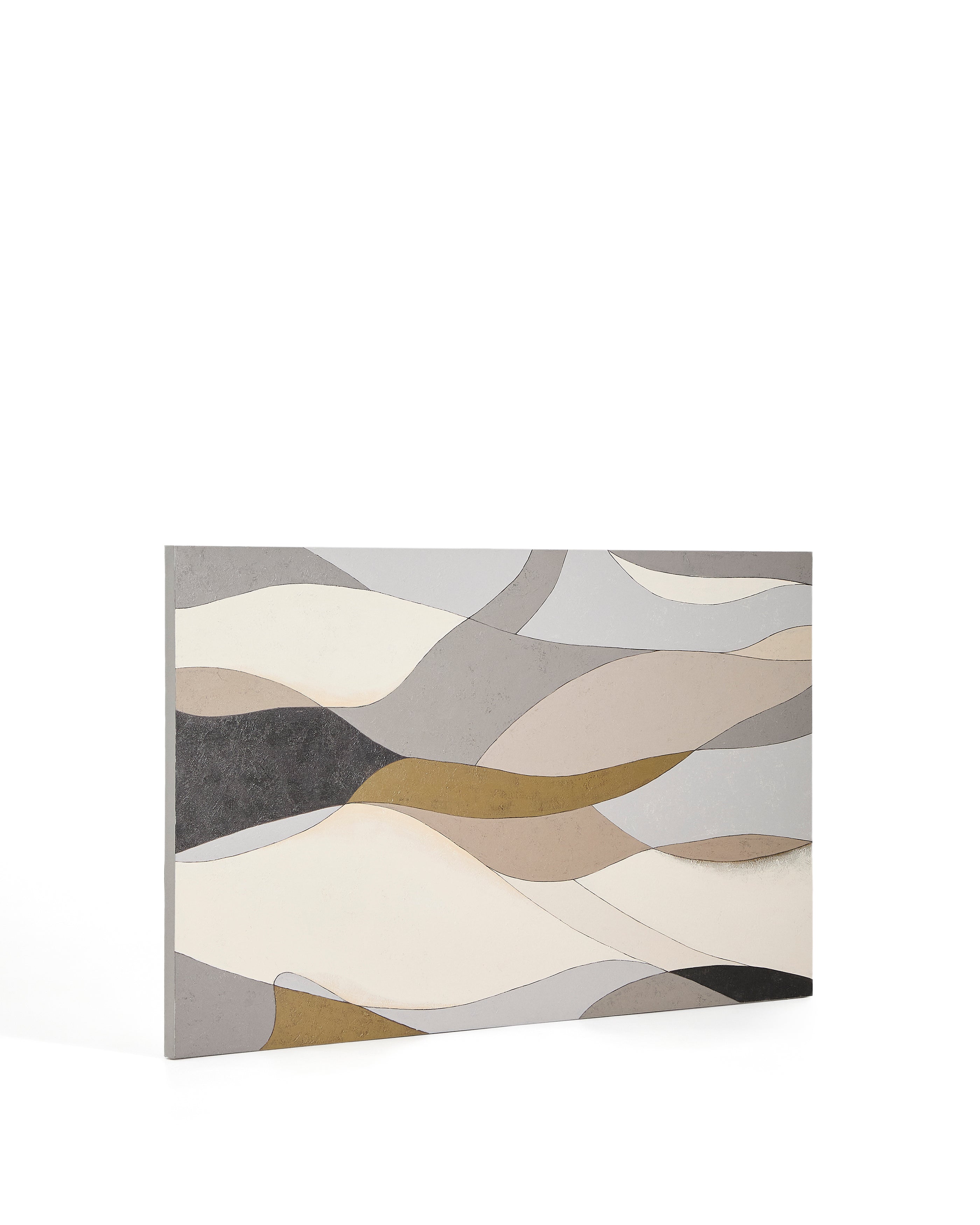 Marvilo grey and mustard abstract canvas 120 x 200cm - Product Image