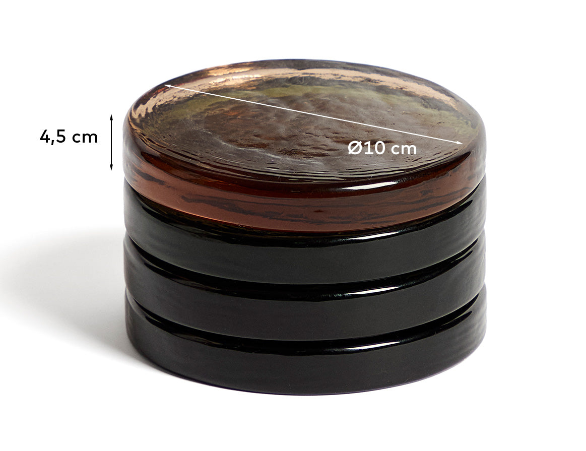 Obila set of 4 multicoloured recycled glass coasters - Measurements