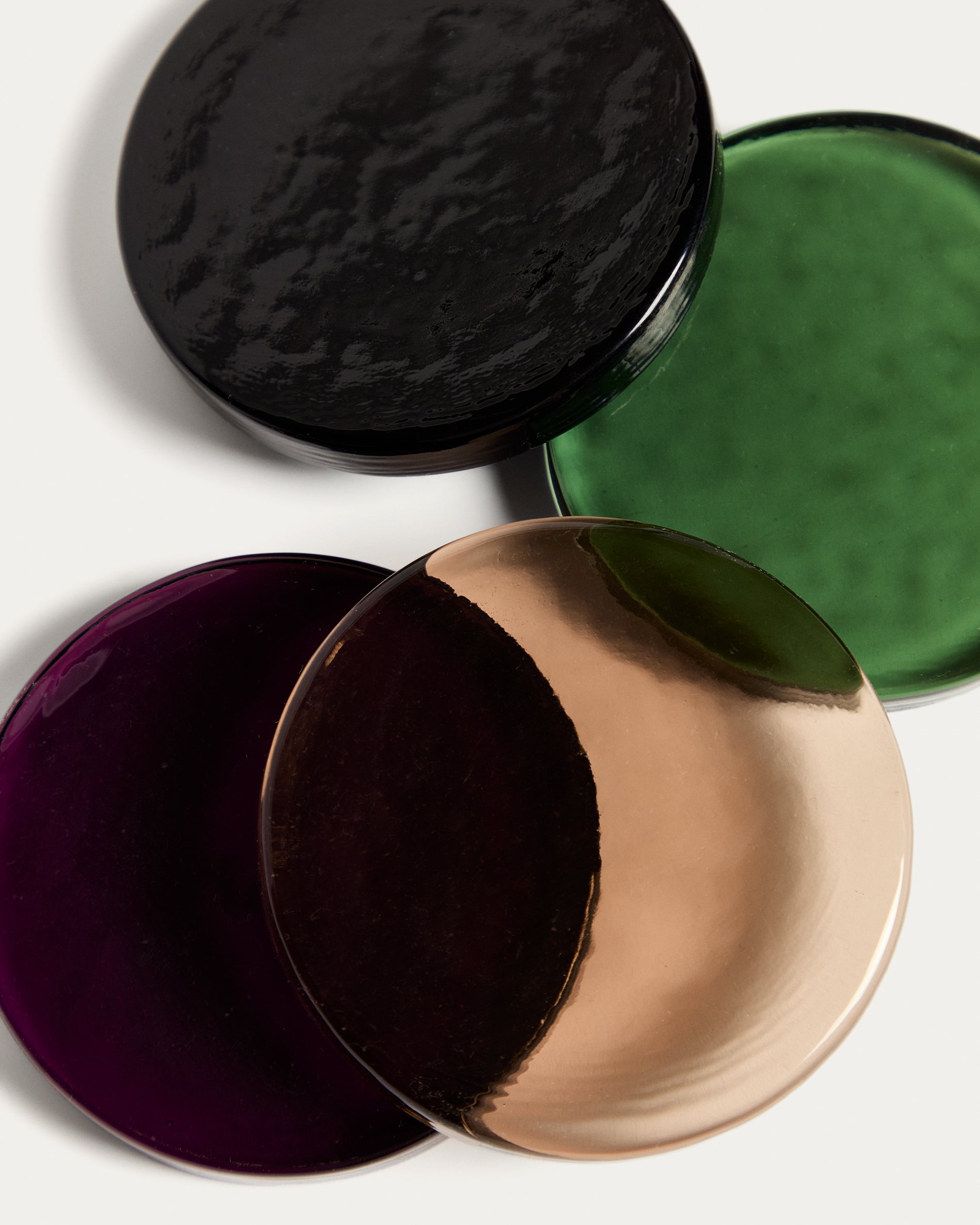 Obila set of 4 multicoloured recycled glass coasters - Detail