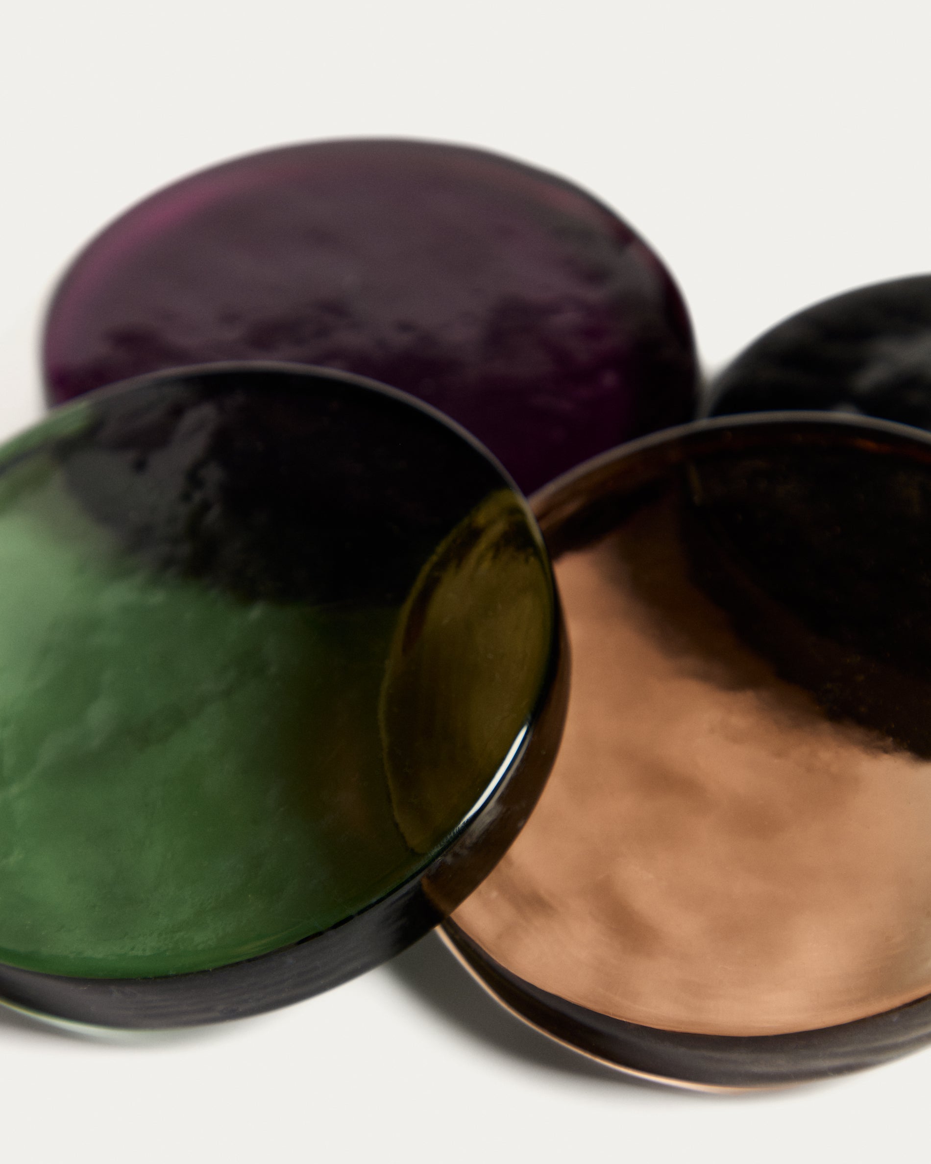 Obila set of 4 multicoloured recycled glass coasters - Detail