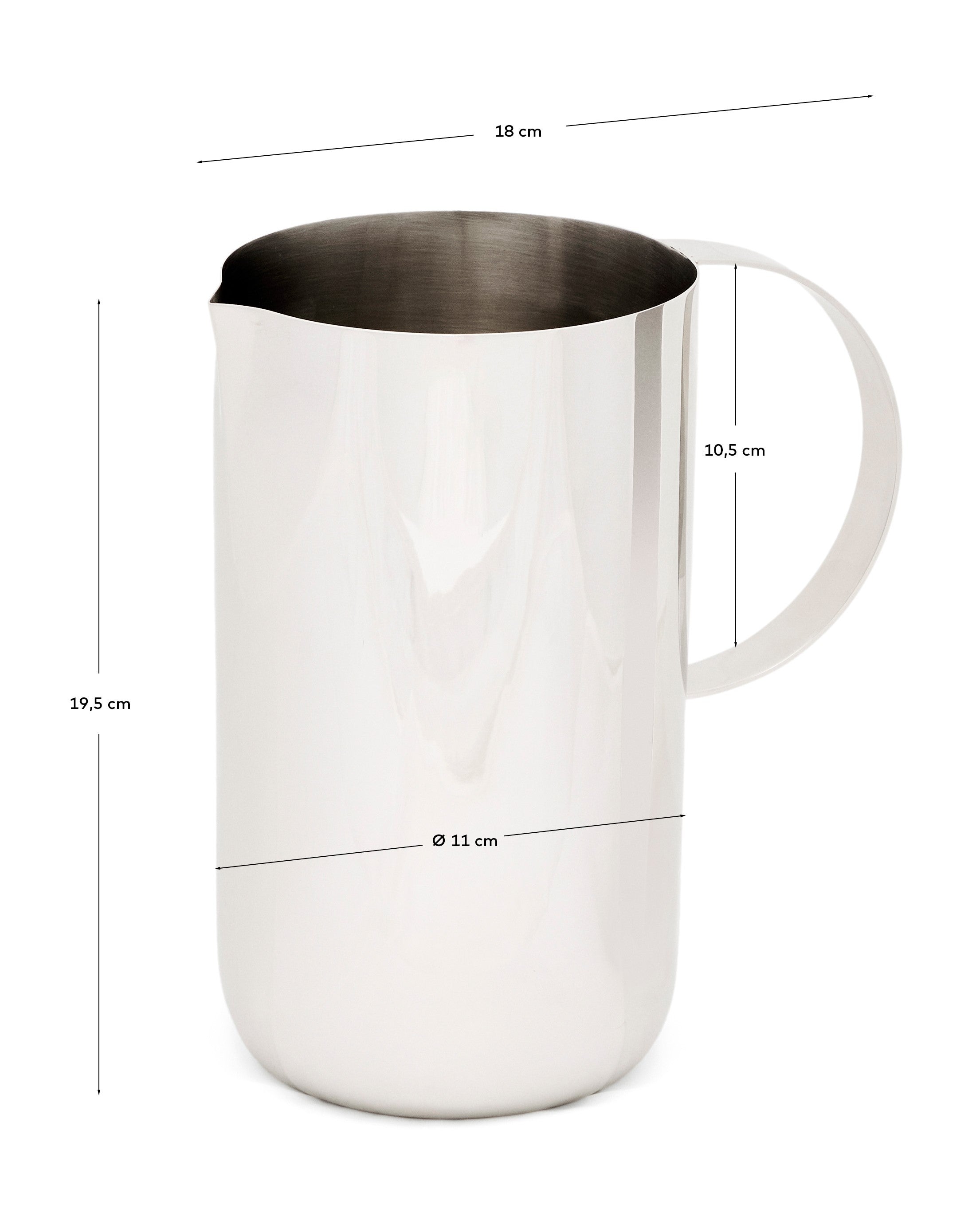 Nirela stainless steel jug - Measurements