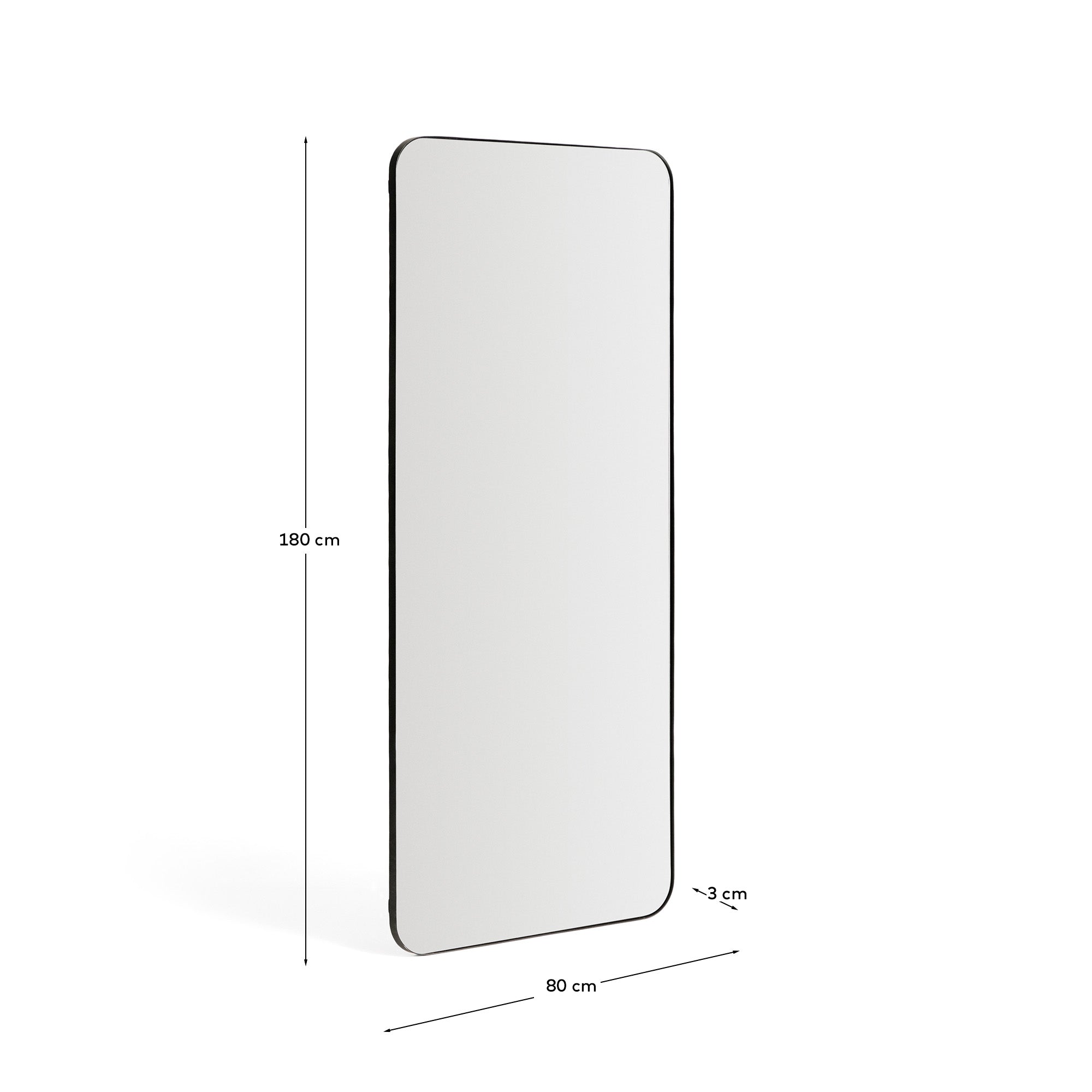 Marco black metal mirror 80 x 180cm - Measurements