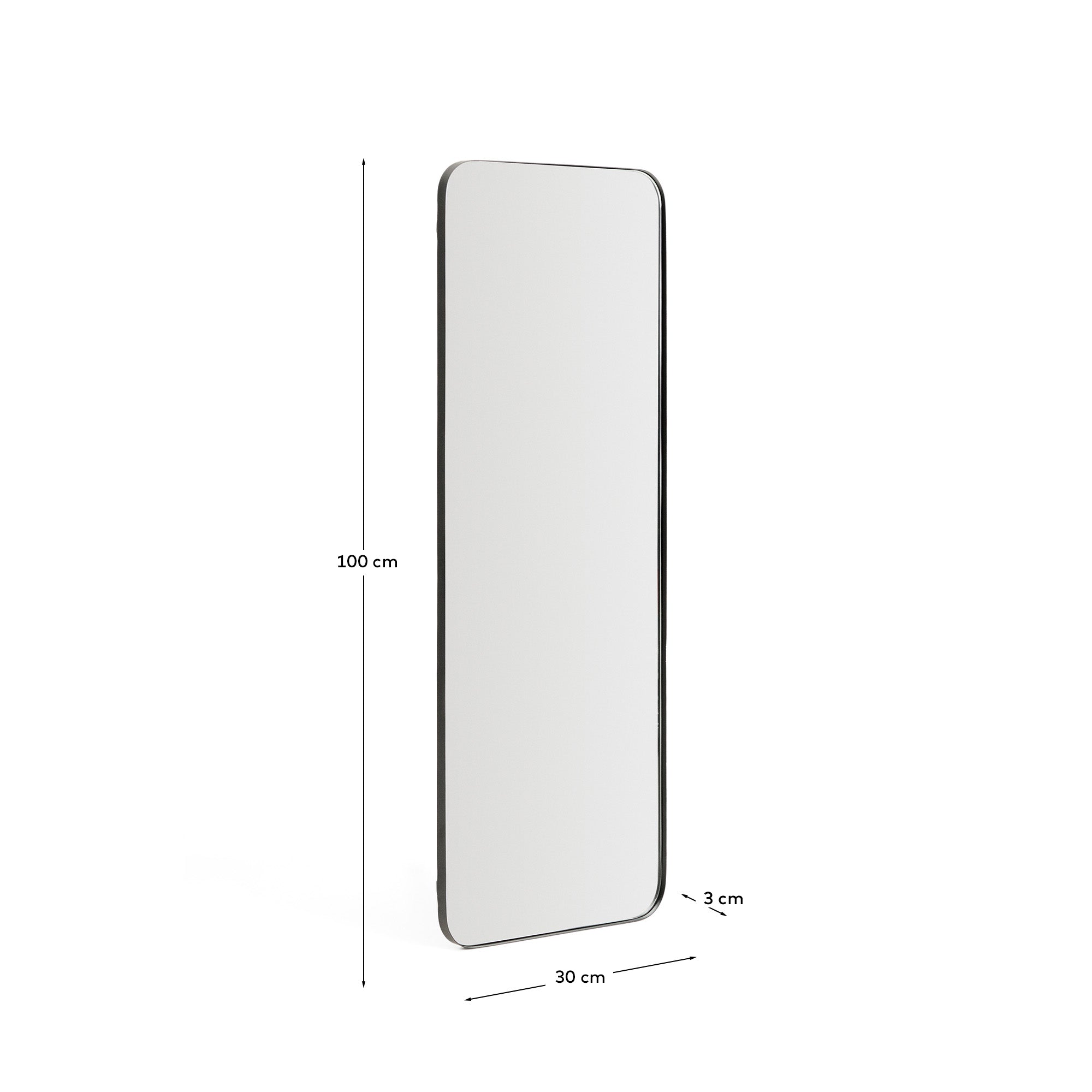 Marco black metal mirror 30 x 100cm - Measurements