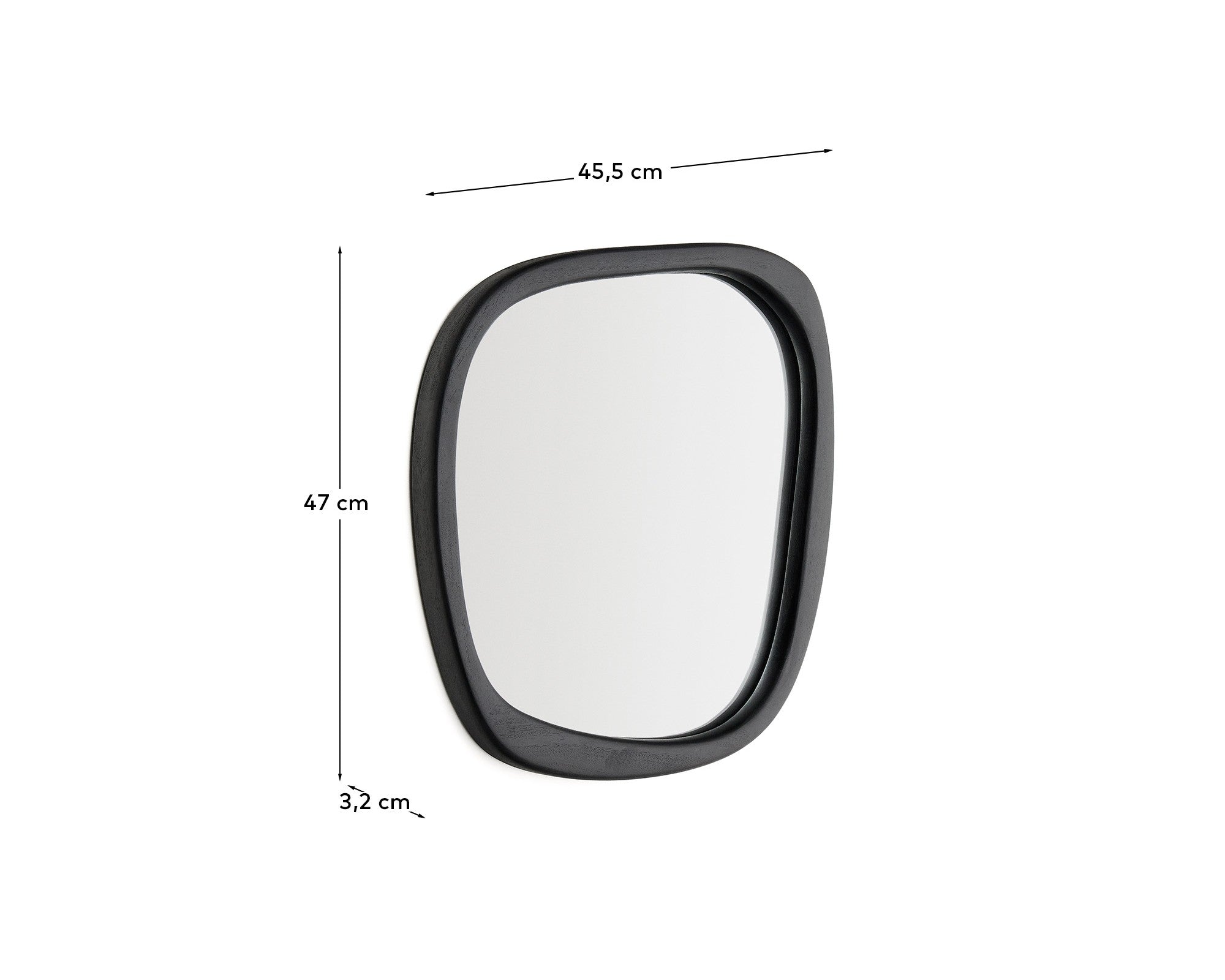 Alura black teak wood mirror 45,5 x 47 cm FSC 100% - Measurements