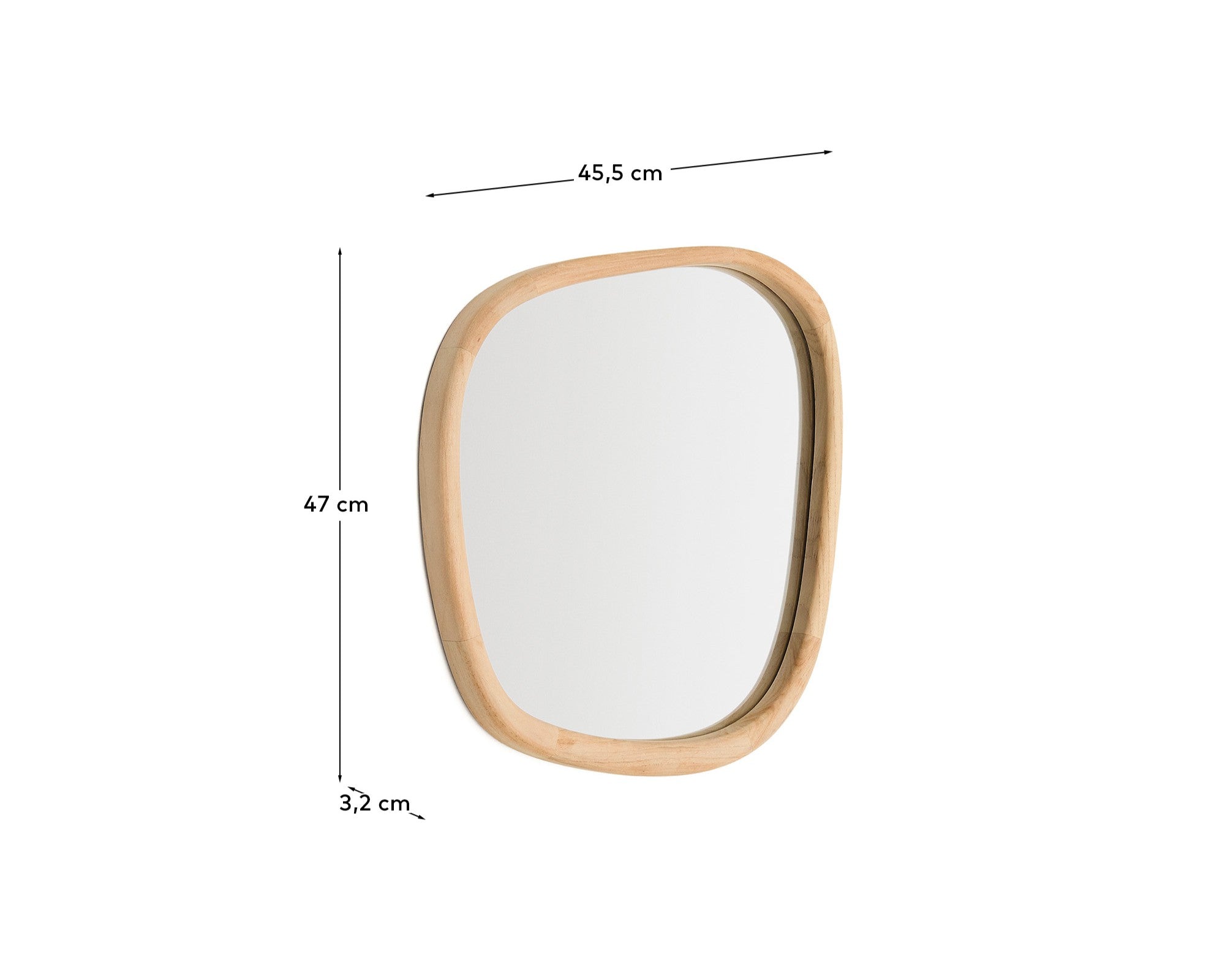 Alura teak wood mirror 45,5 x 47 cm FSC 100% - Measurements