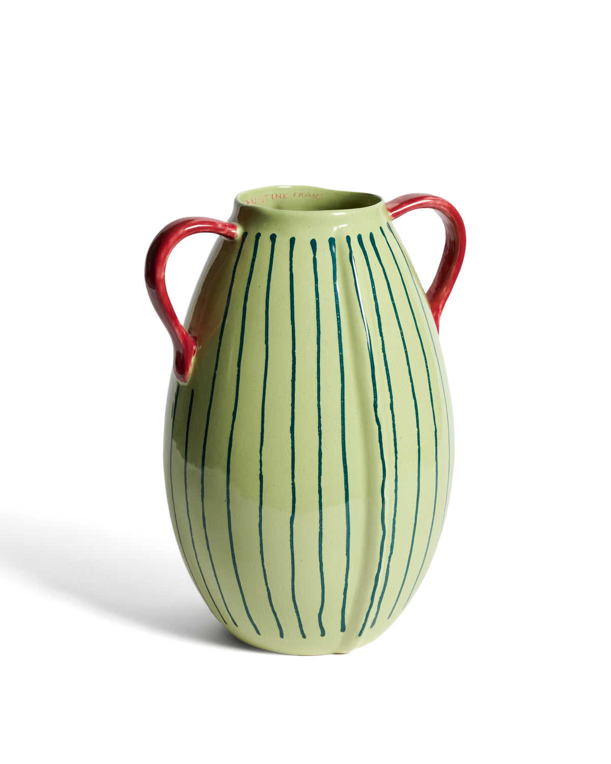 Justine Franco green and red ceramic vase 36 cm - Product Image