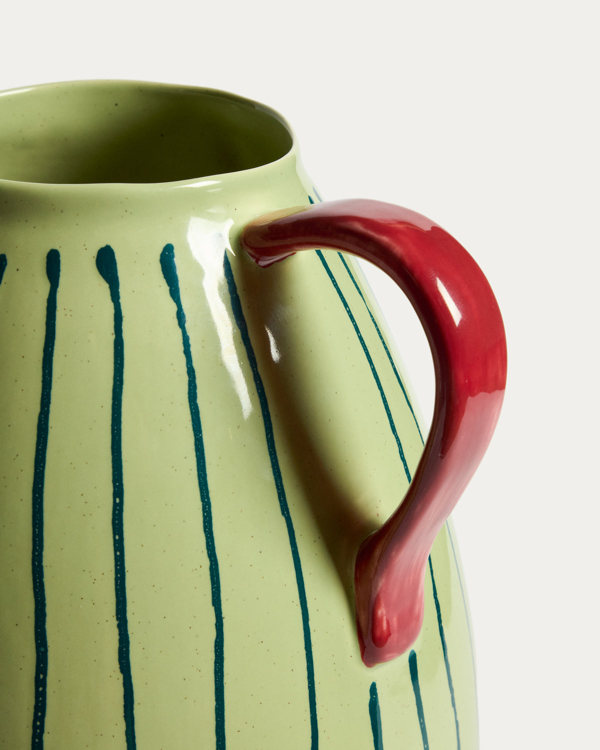Justine Franco green and red ceramic vase 36 cm - Detail