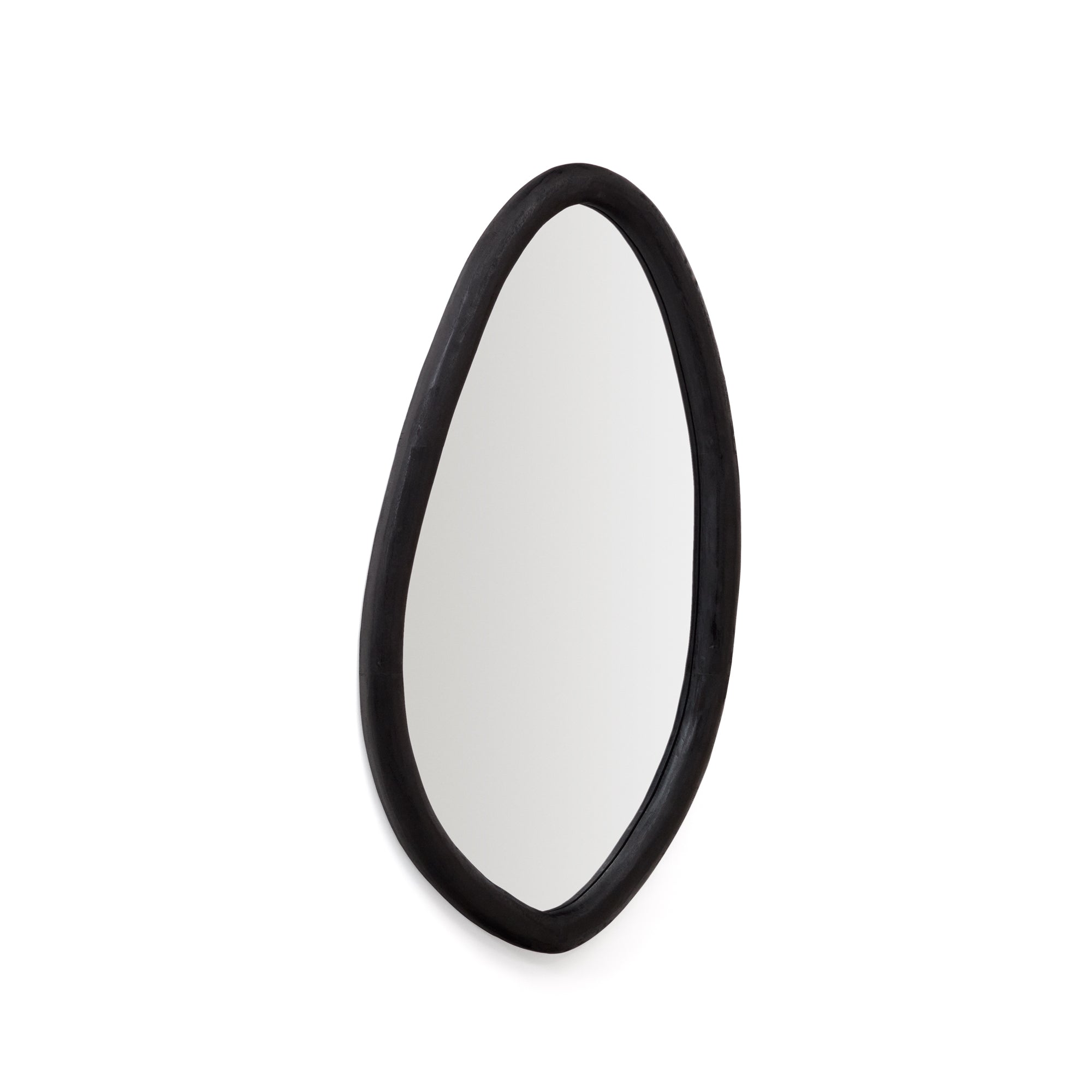 Magrit mirror in solid mungur wood with a black finish Ø 60 x 110 cm - Product Image