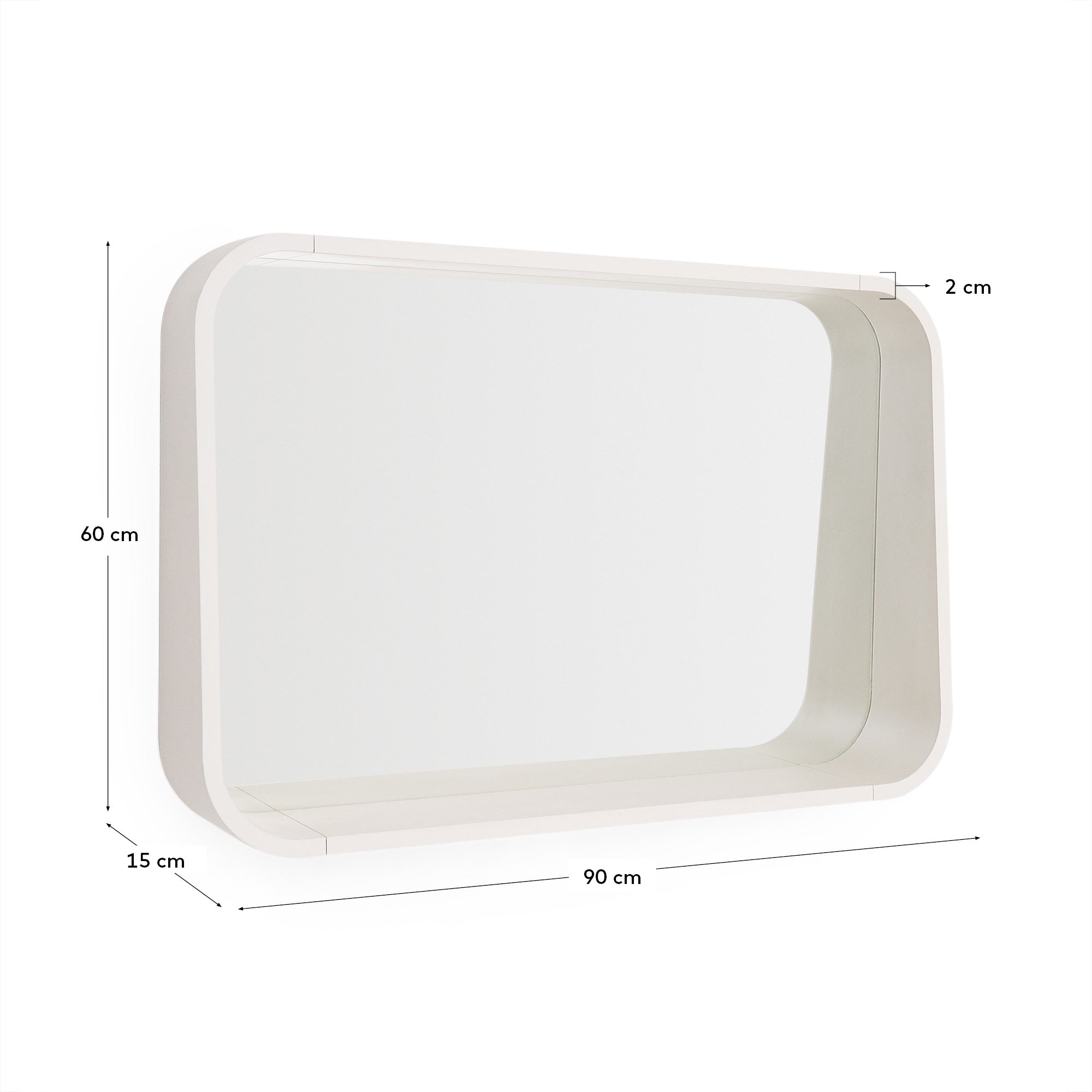 Salaya mirror in lacquered beige ash laminated plywood 90 x 60 cm - Measurements
