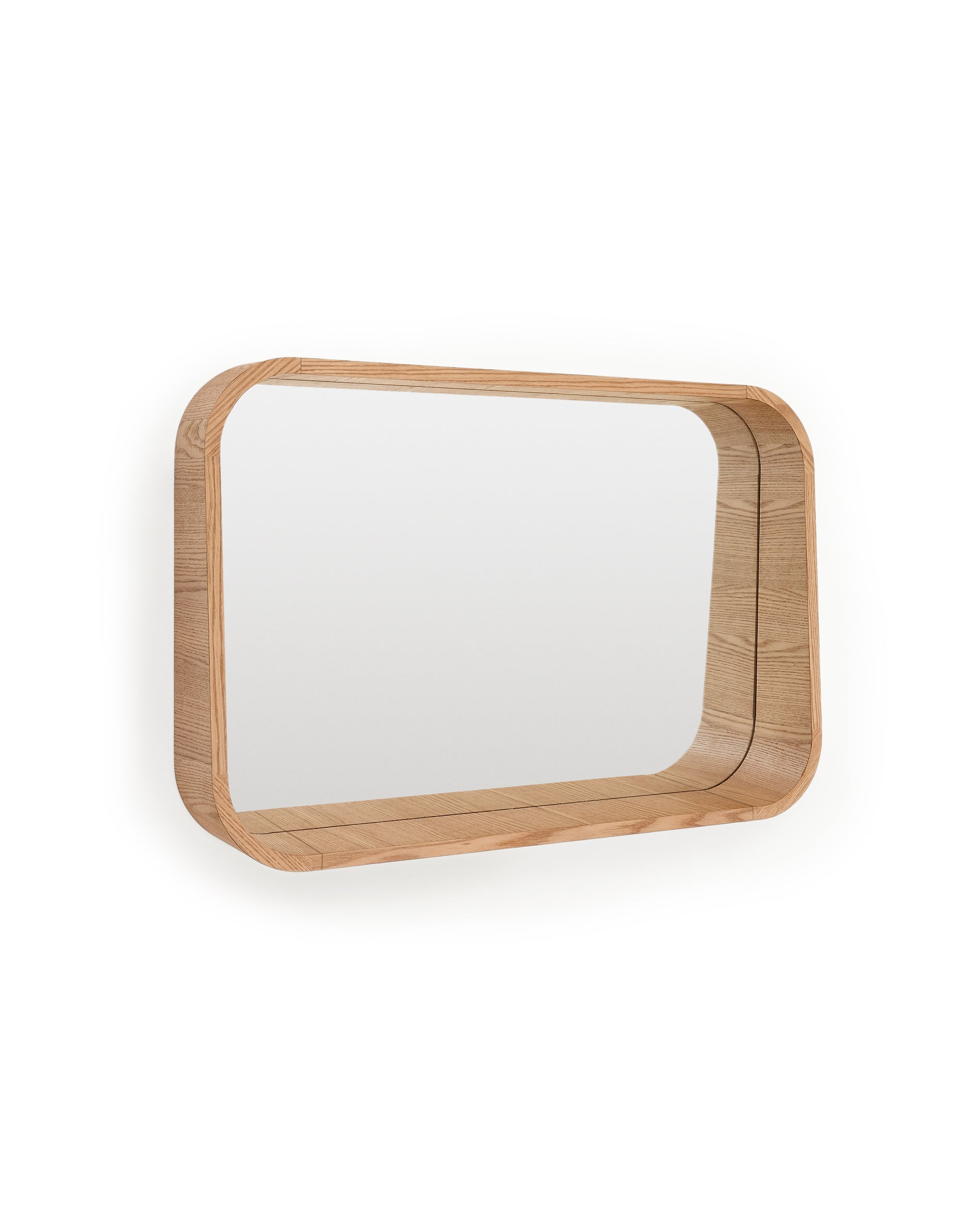Salaya ash laminated plywood framed mirror in a natural finish, 90 x 60 cm - Product Image