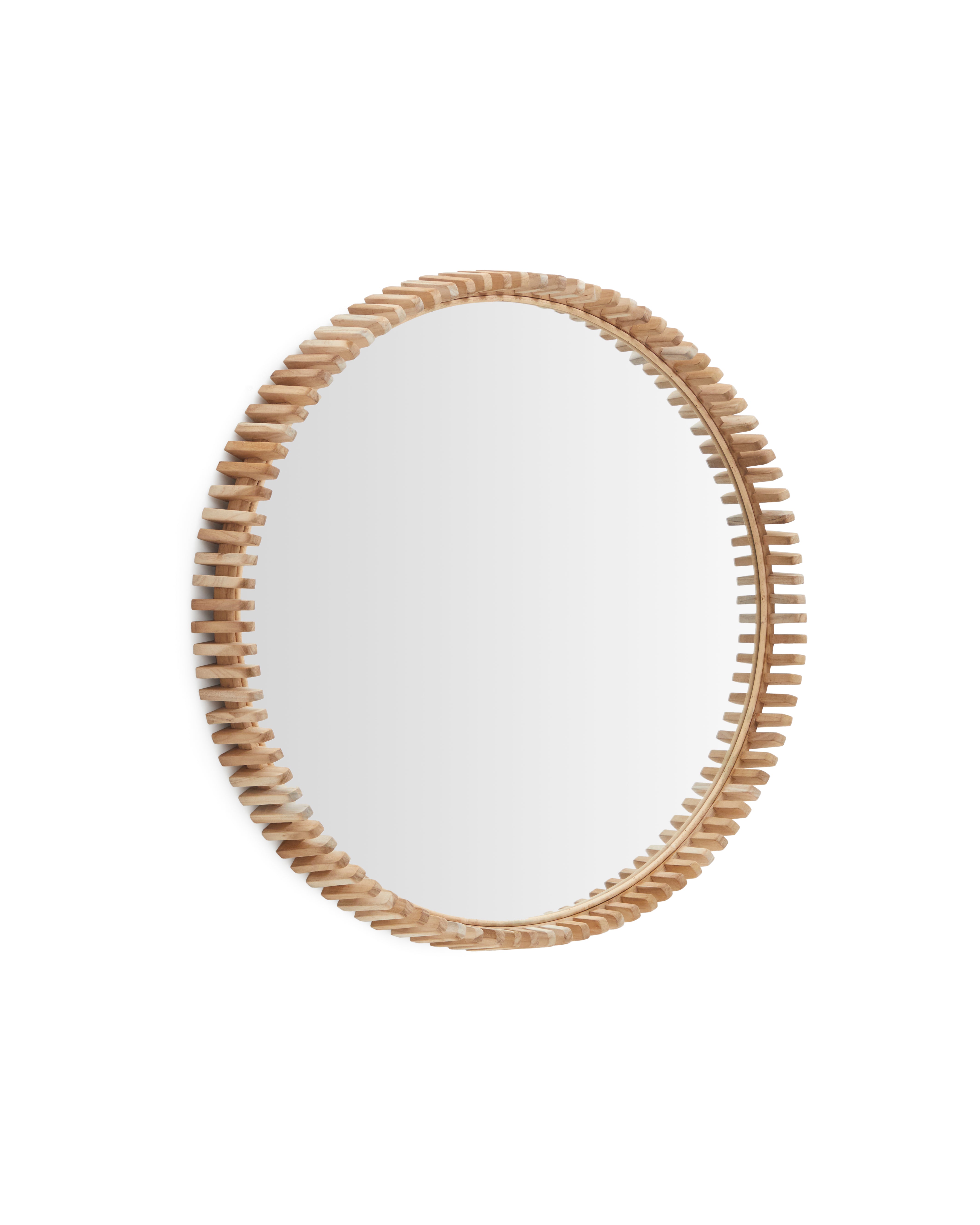Polke Teak Wood Mirror Ø 80 cm - Product Image