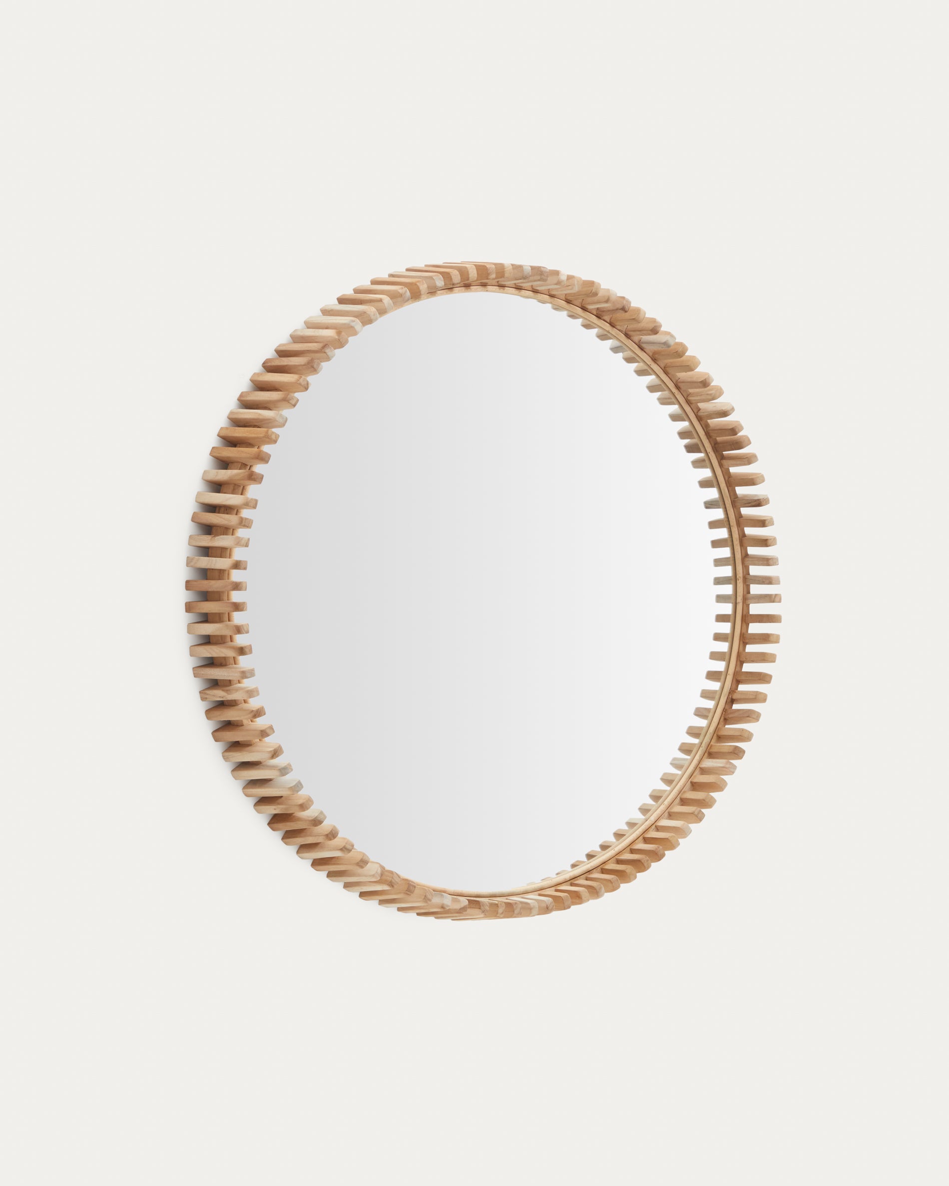 Polke Teak Wood Mirror Ø 80 cm - Product View