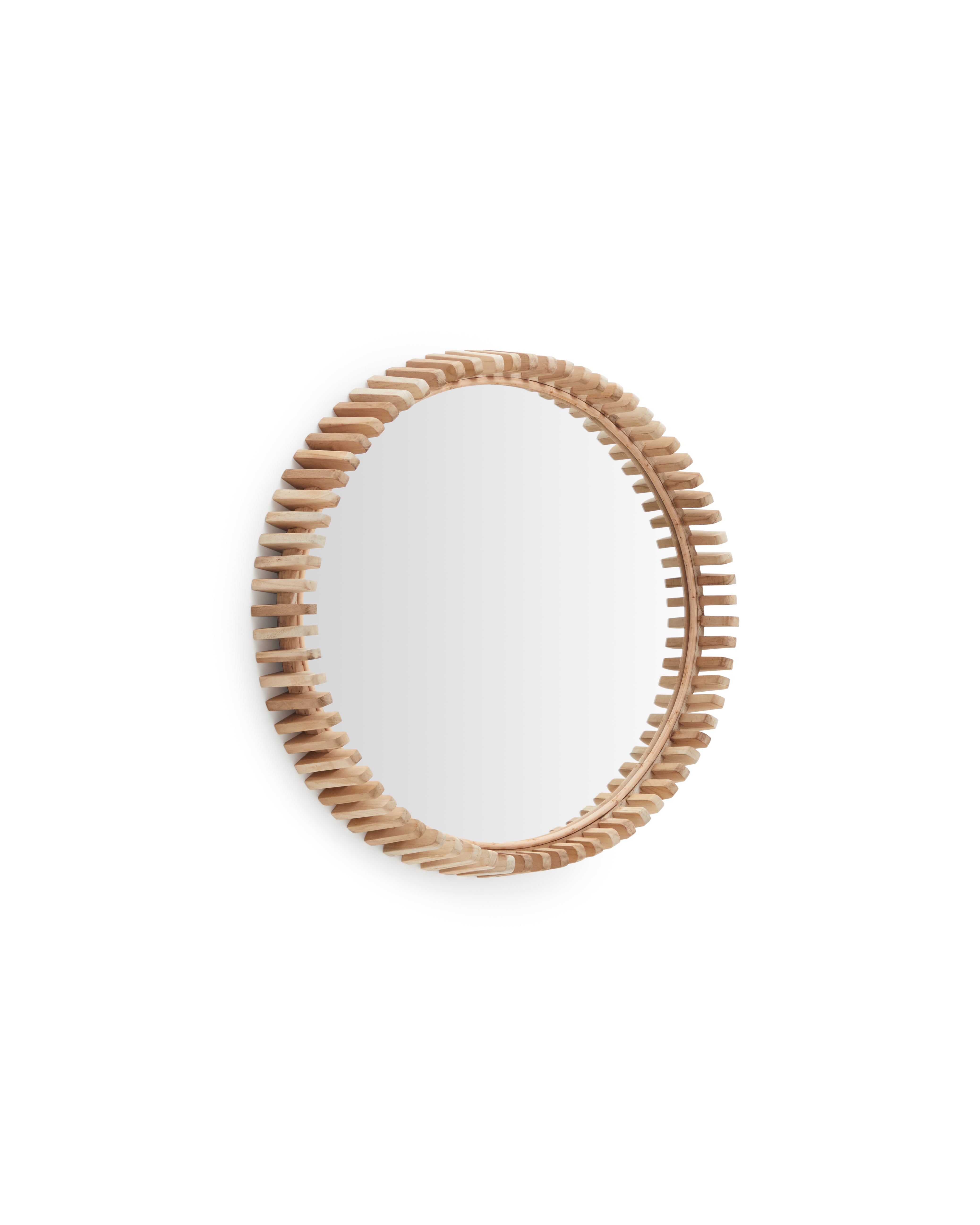 Polke Teak Wood Mirror Ø 60 cm - Product Image