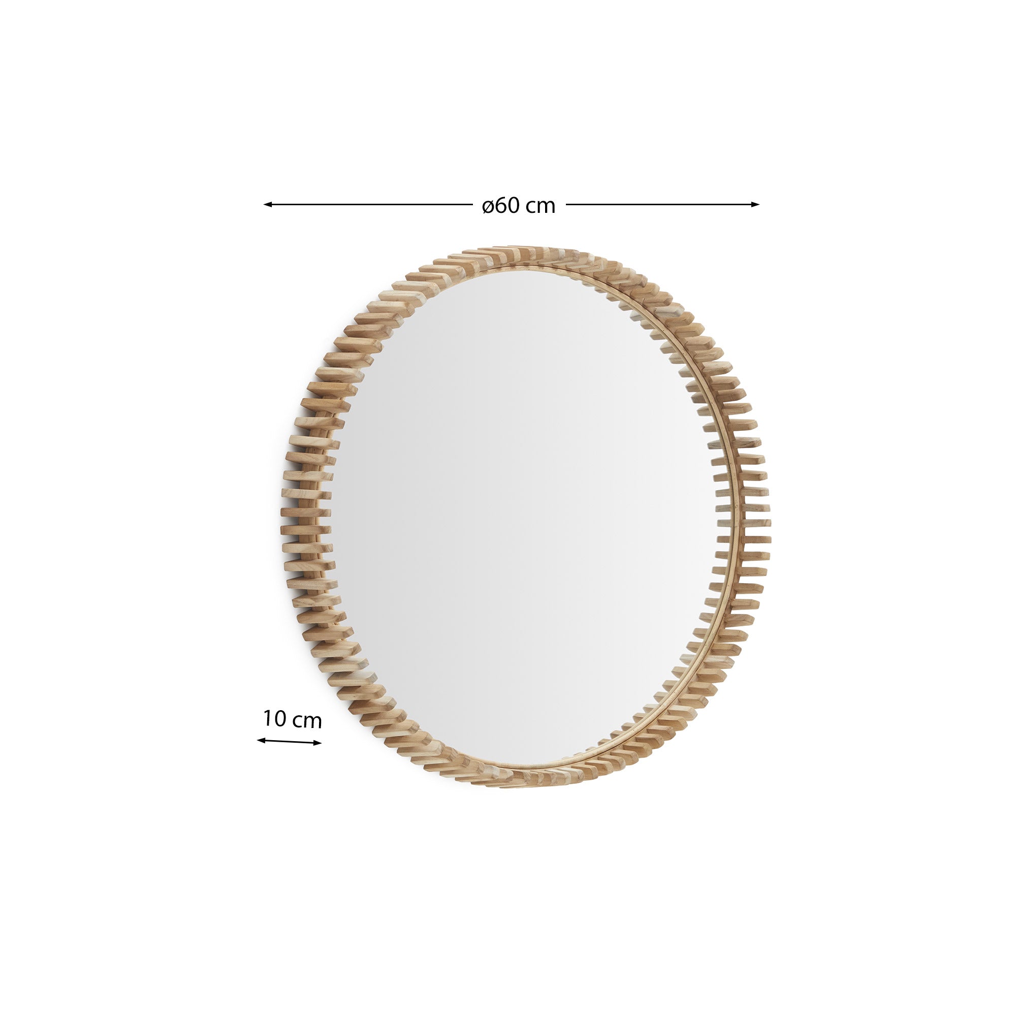 Polke Teak Wood Mirror Ø 60 cm - Measurements