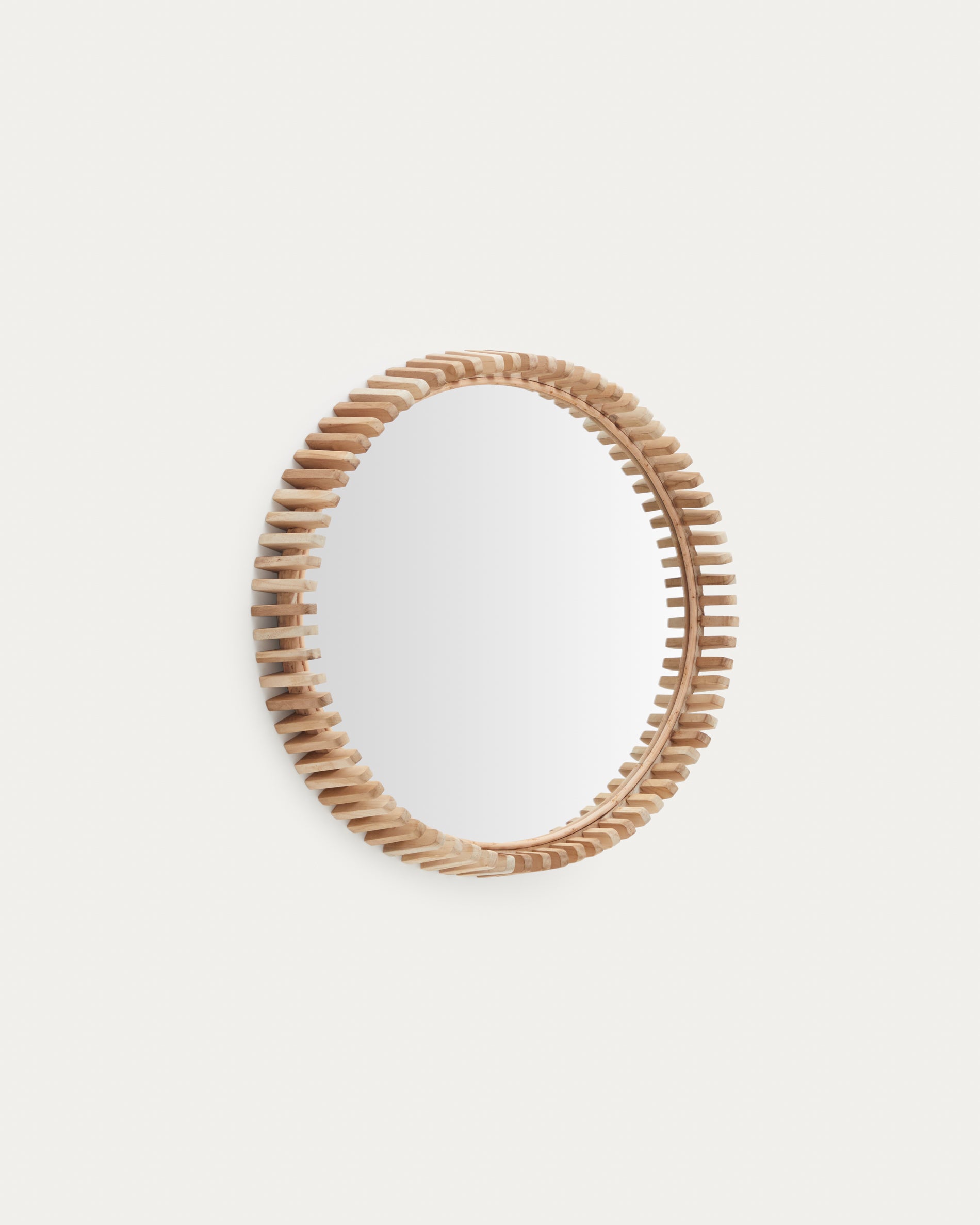 Polke Teak Wood Mirror Ø 60 cm - Product View
