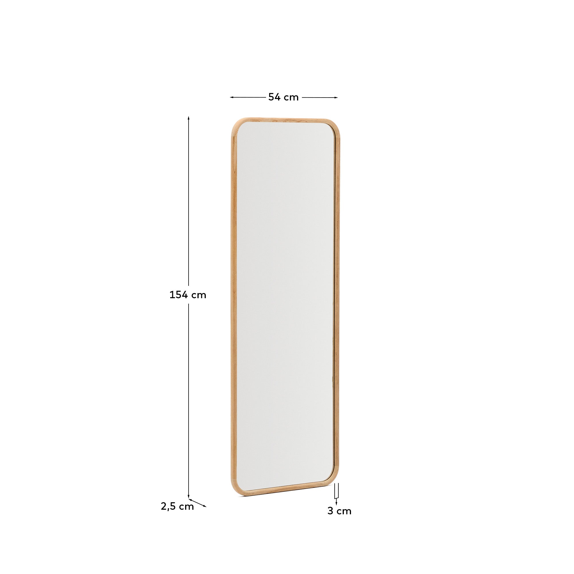 Milsa teak wood mirror 54 x 154cm FSC 100% - Measurements