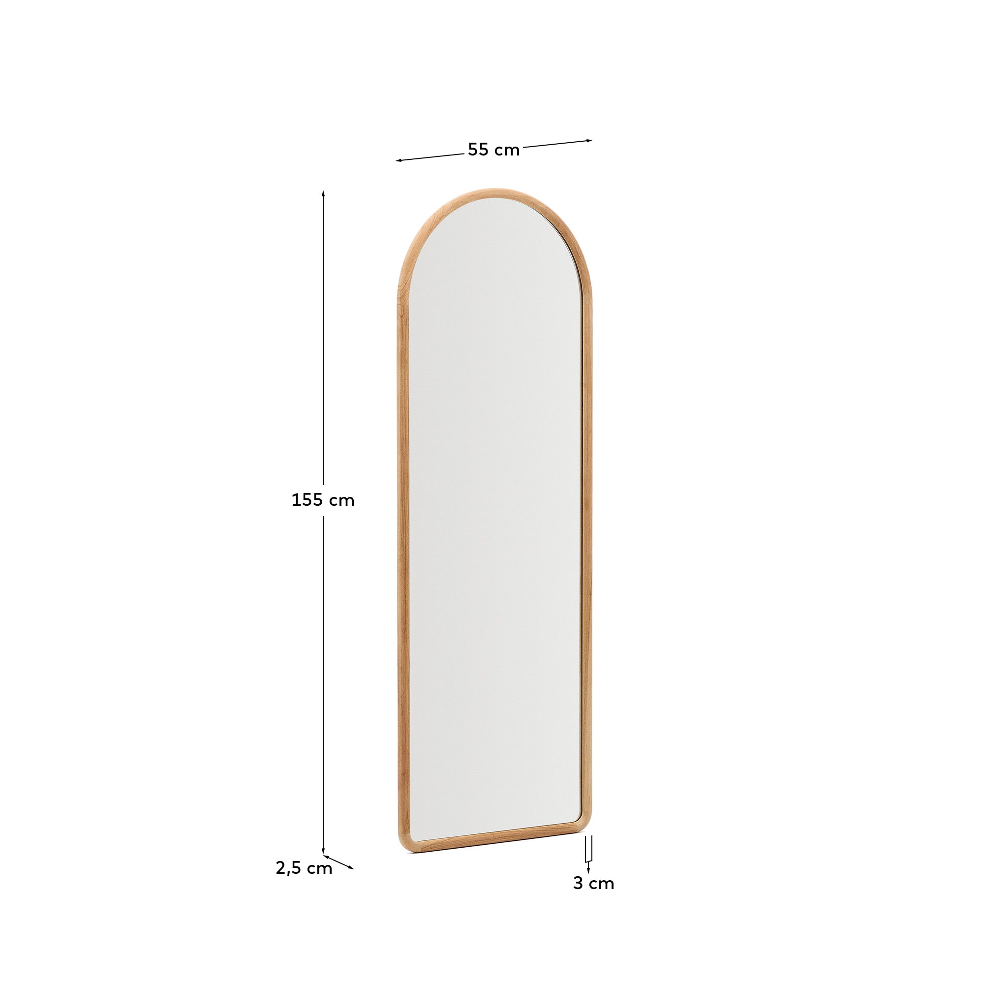 Milsa teak wood mirror 55 x 155cm FSC 100% - Measurements