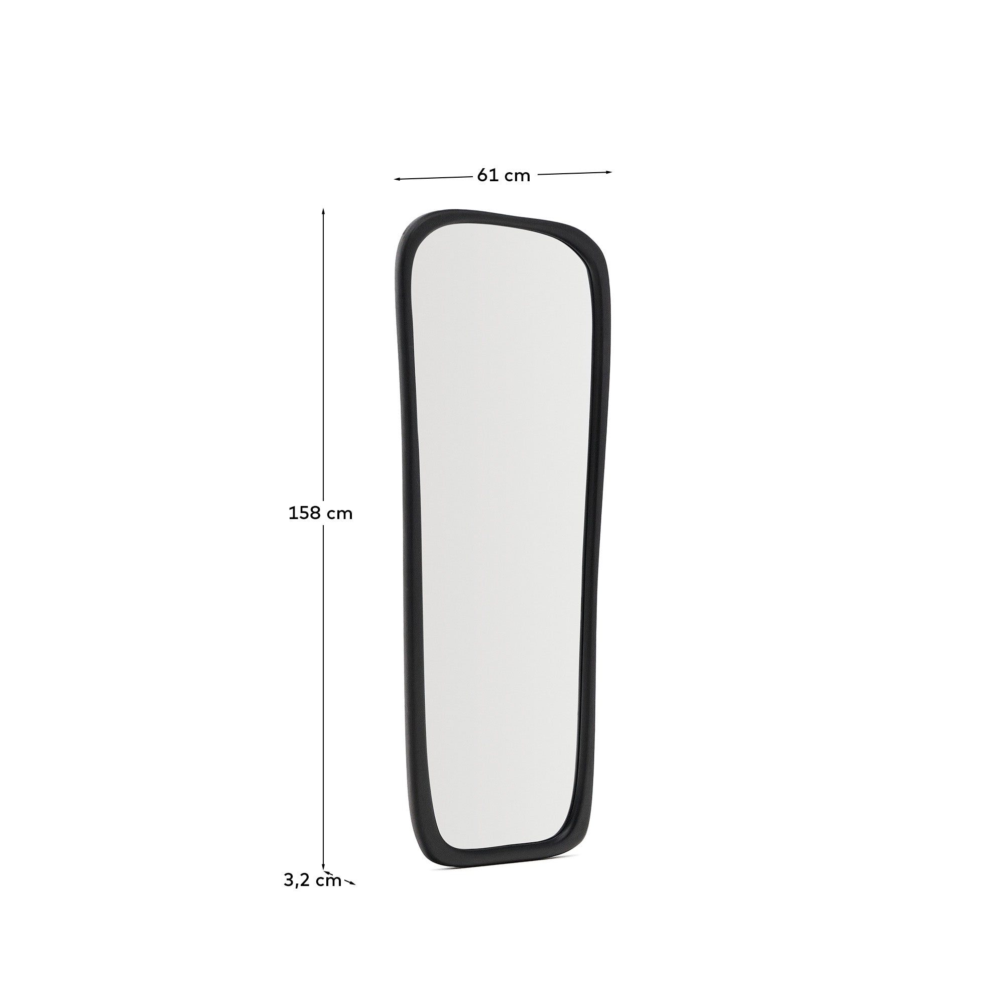 Alura black teak wood mirror 158 x 61cm FSC 100% - Measurements