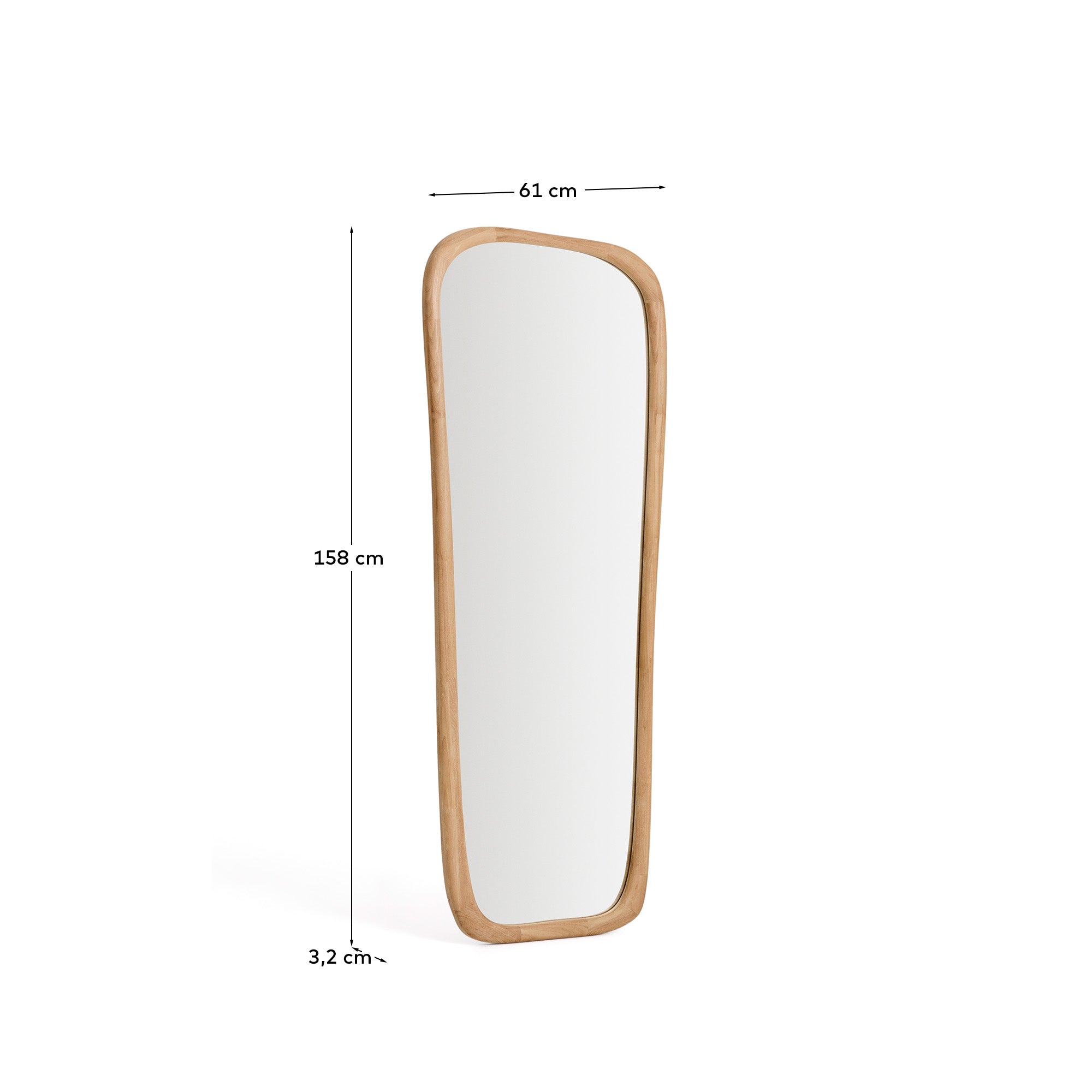 Alura teak wood mirror 158 x 61cm FSC 100% - Measurements