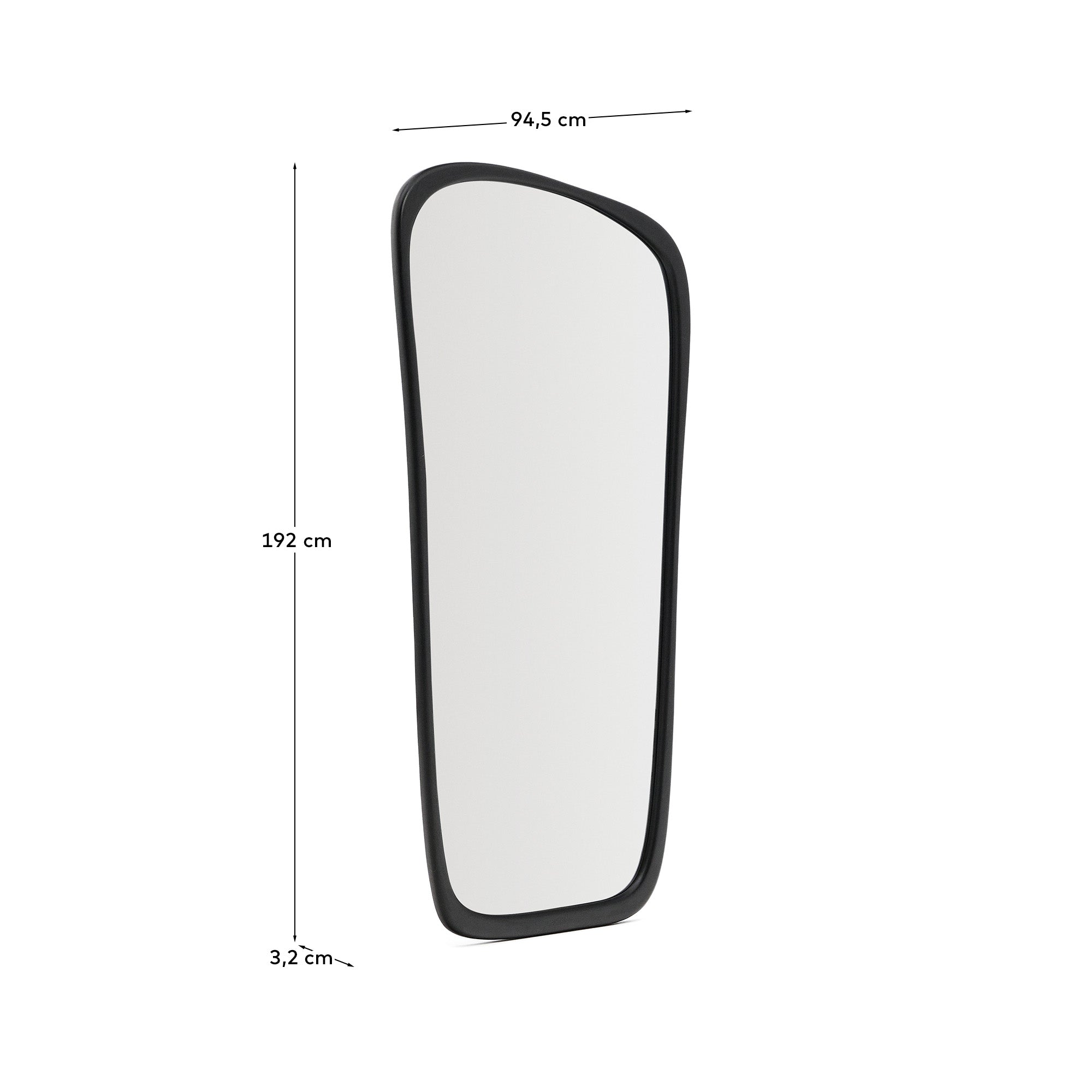 Alura black teak wood mirror 94.5 x 192cm FSC 100% - Measurements