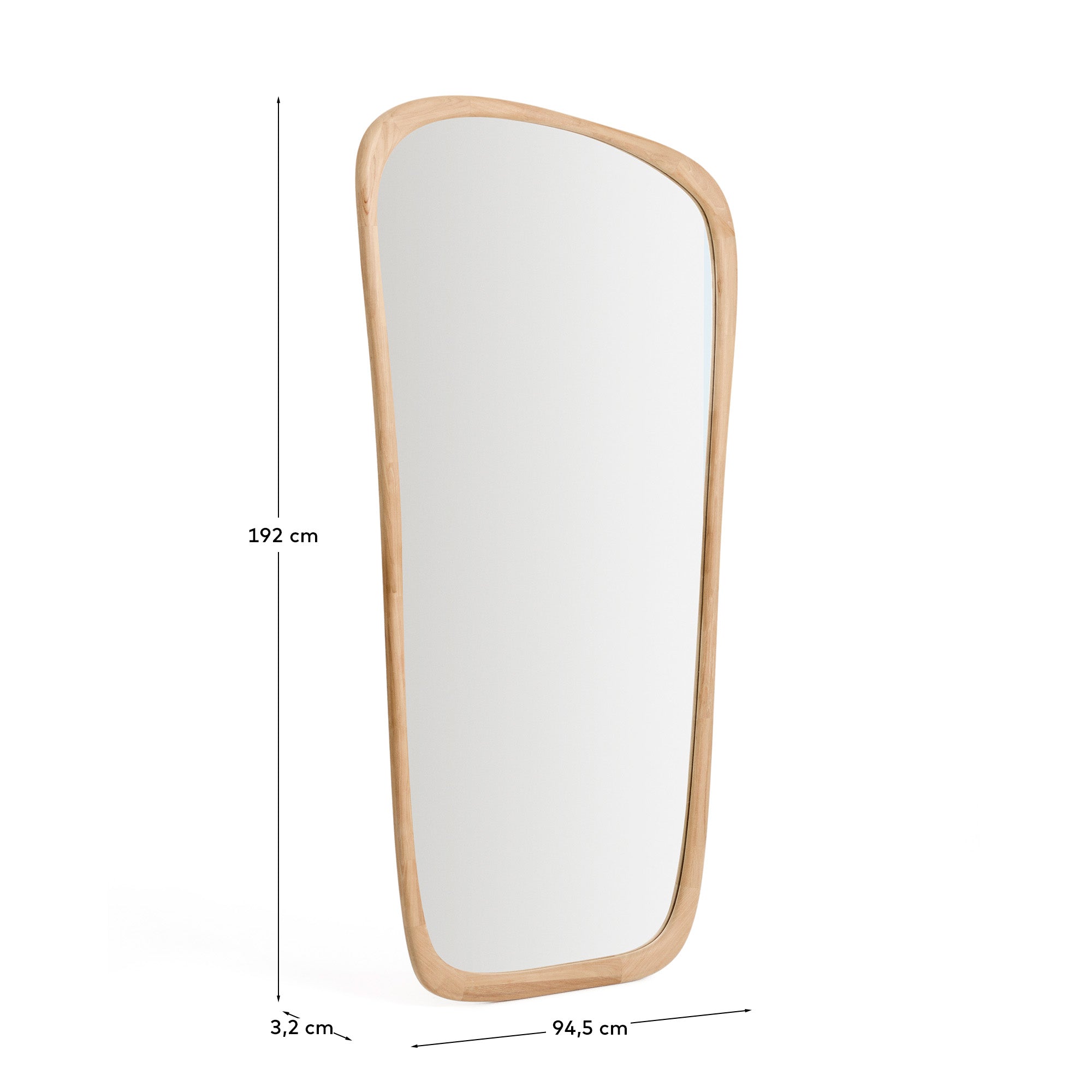 Alura teak wood mirror 94.6 x 192.1cm FSC 100% - Measurements