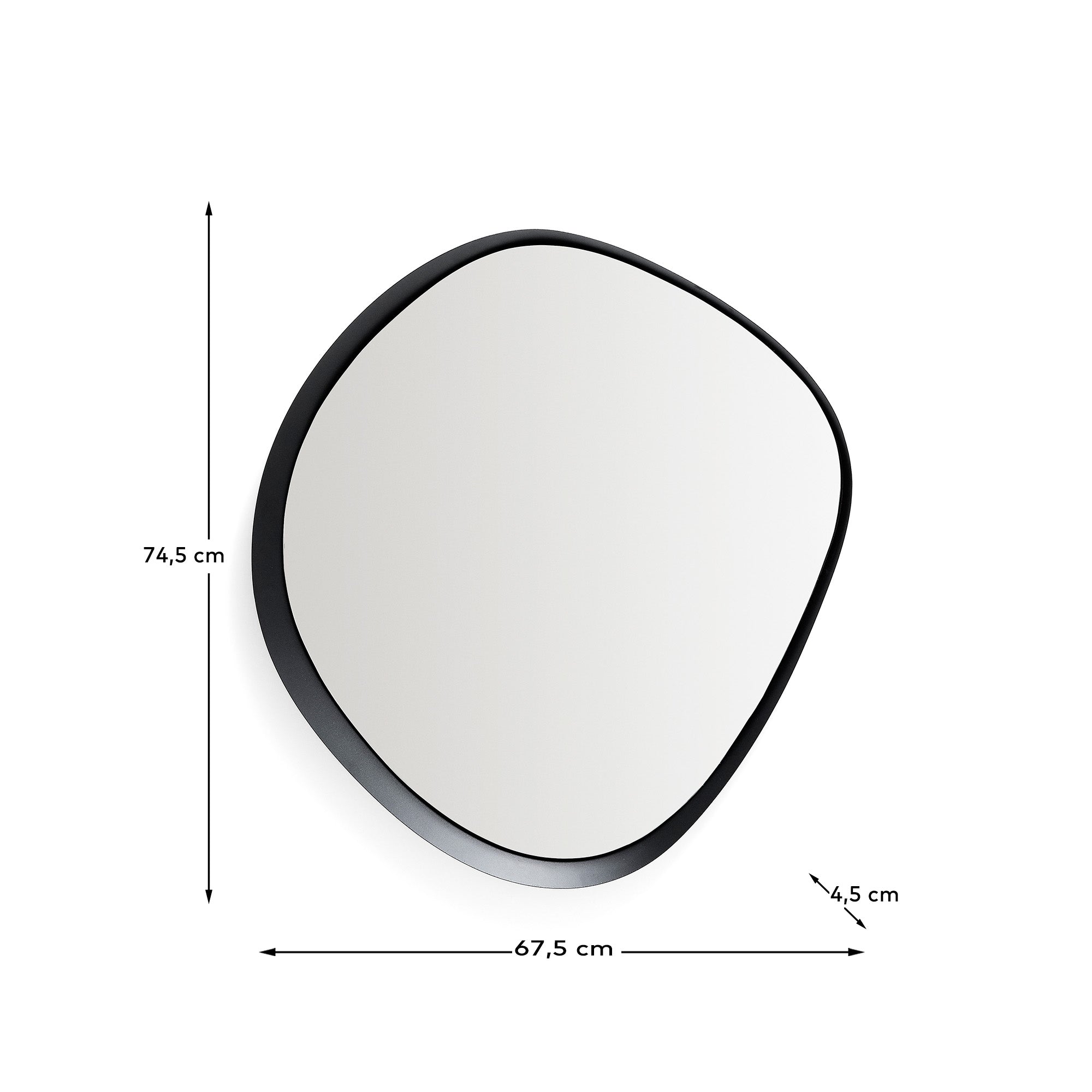 Tebel black metal mirror 67.5 x 74.5cm - Measurements
