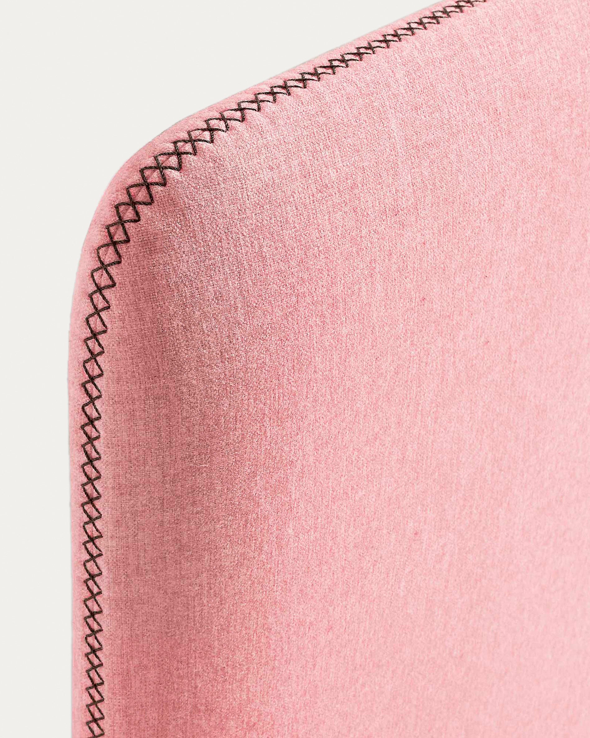 Dyla bed with removable cover in pink, with solid beech wood legs for a 90 x 190 cm mattress - Detail