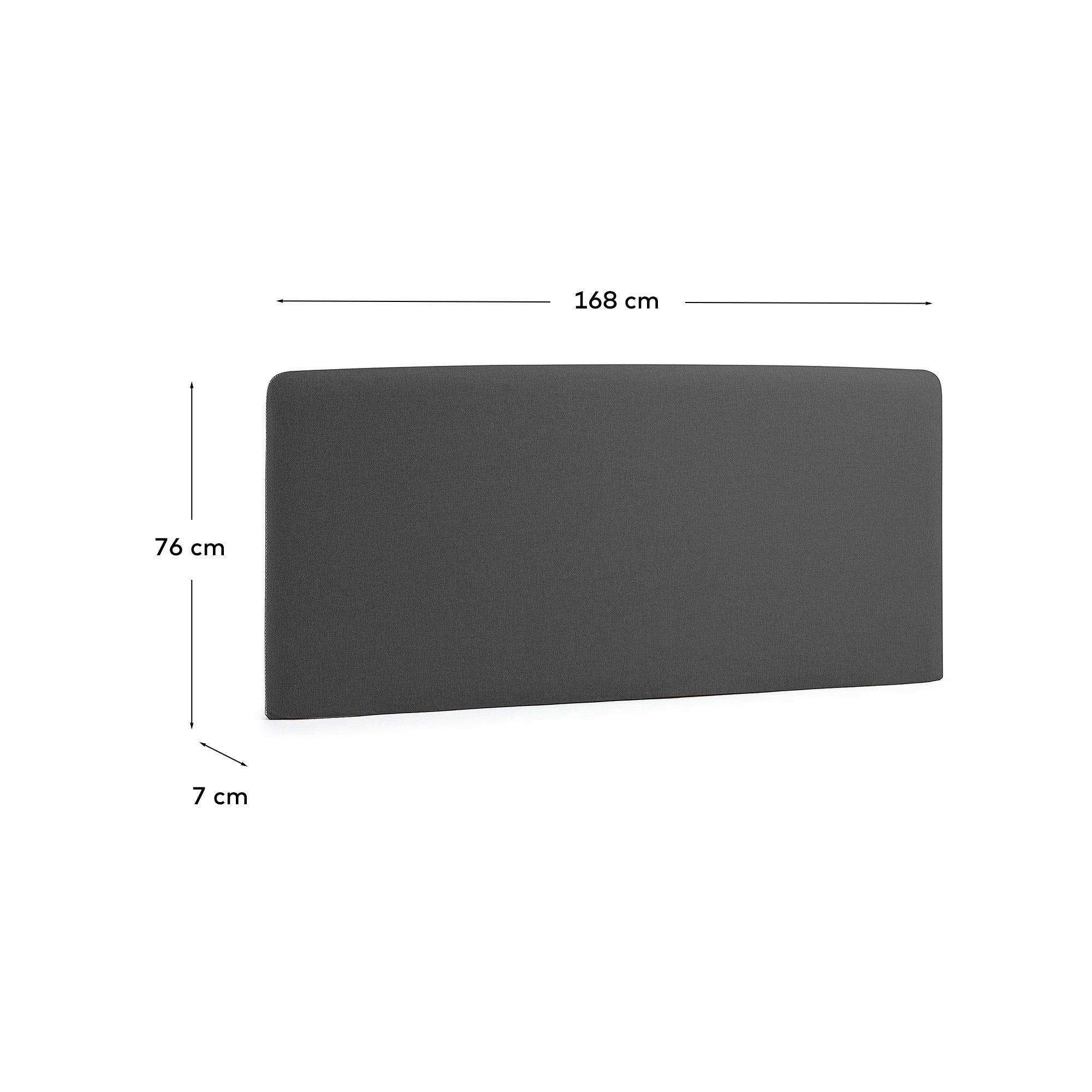 Dyla headboard with removable cover in black, for 150 cm bed FSC Mix Credit - Measurements
