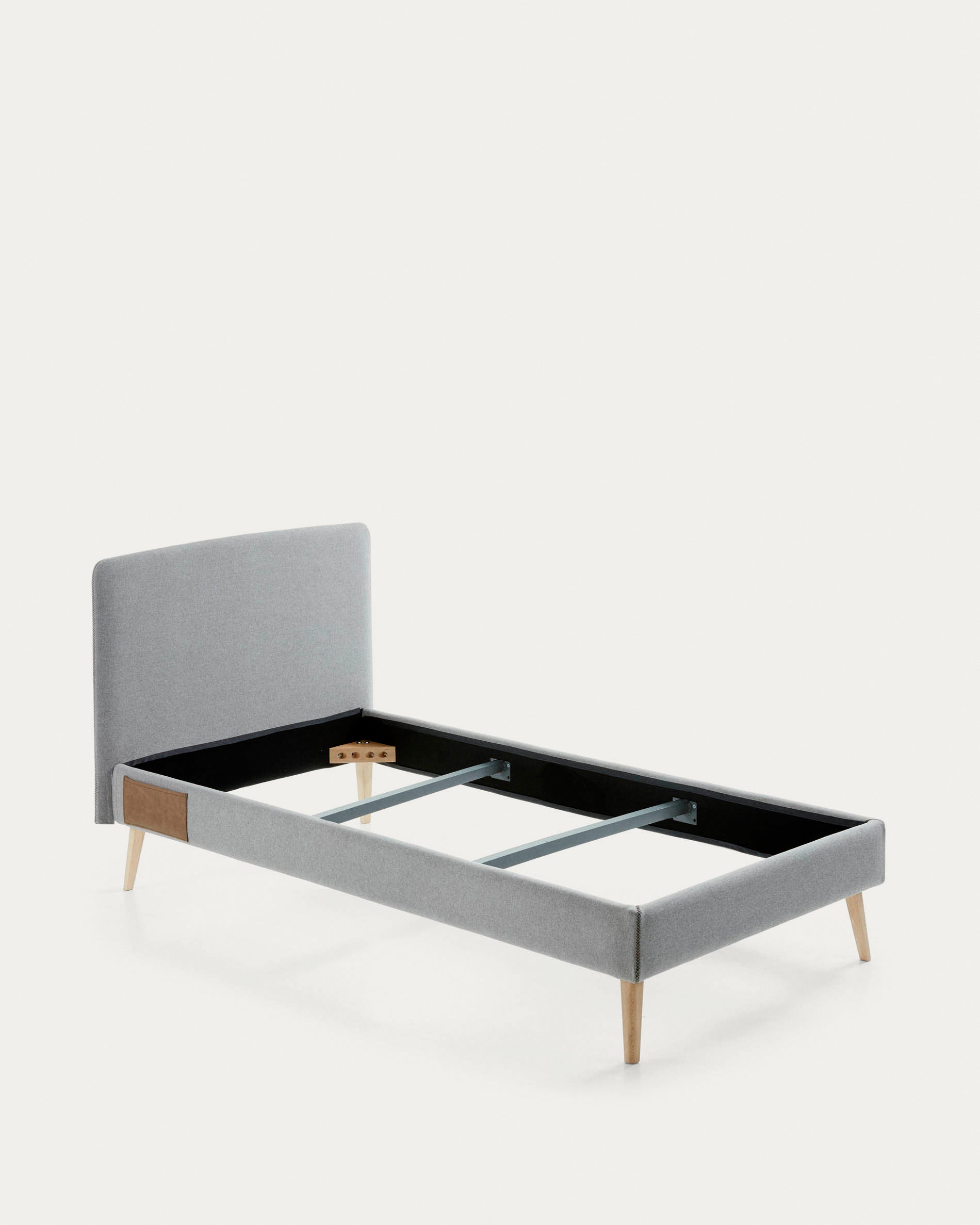 Dyla bed cover for a 90 x 190 cm mattress in grey - Product View