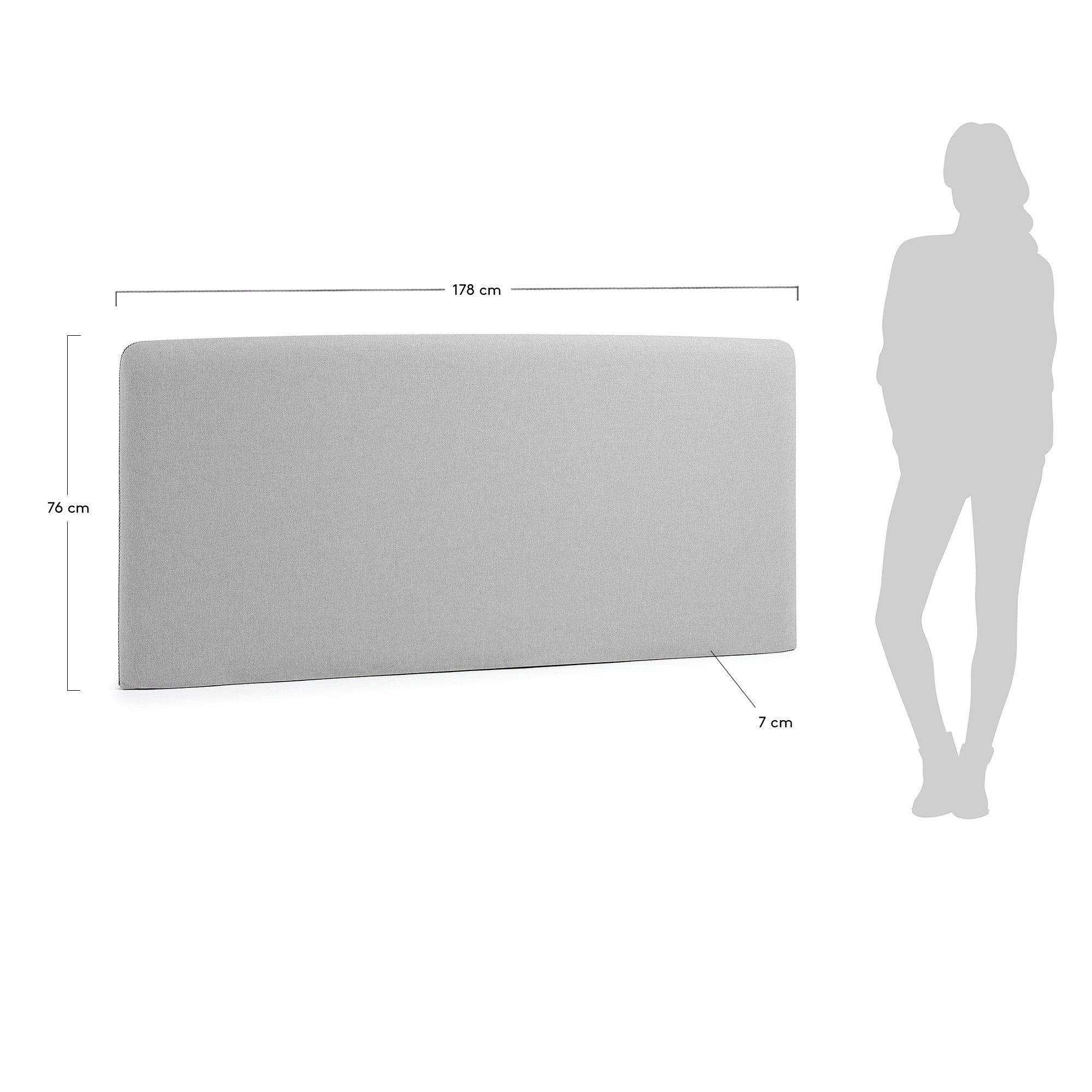 Dyla headboard cover in grey for 160 cm beds - Measurements