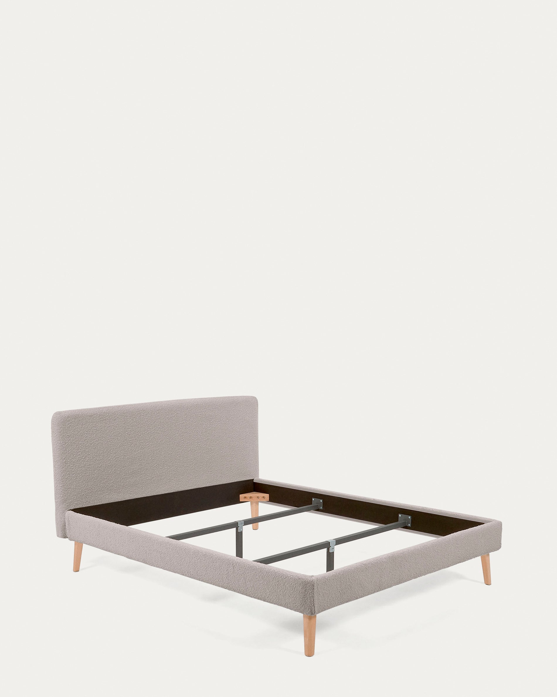 Dyla bed cover in light grey bouclé for a 160 x 200 cm mattress - Product View