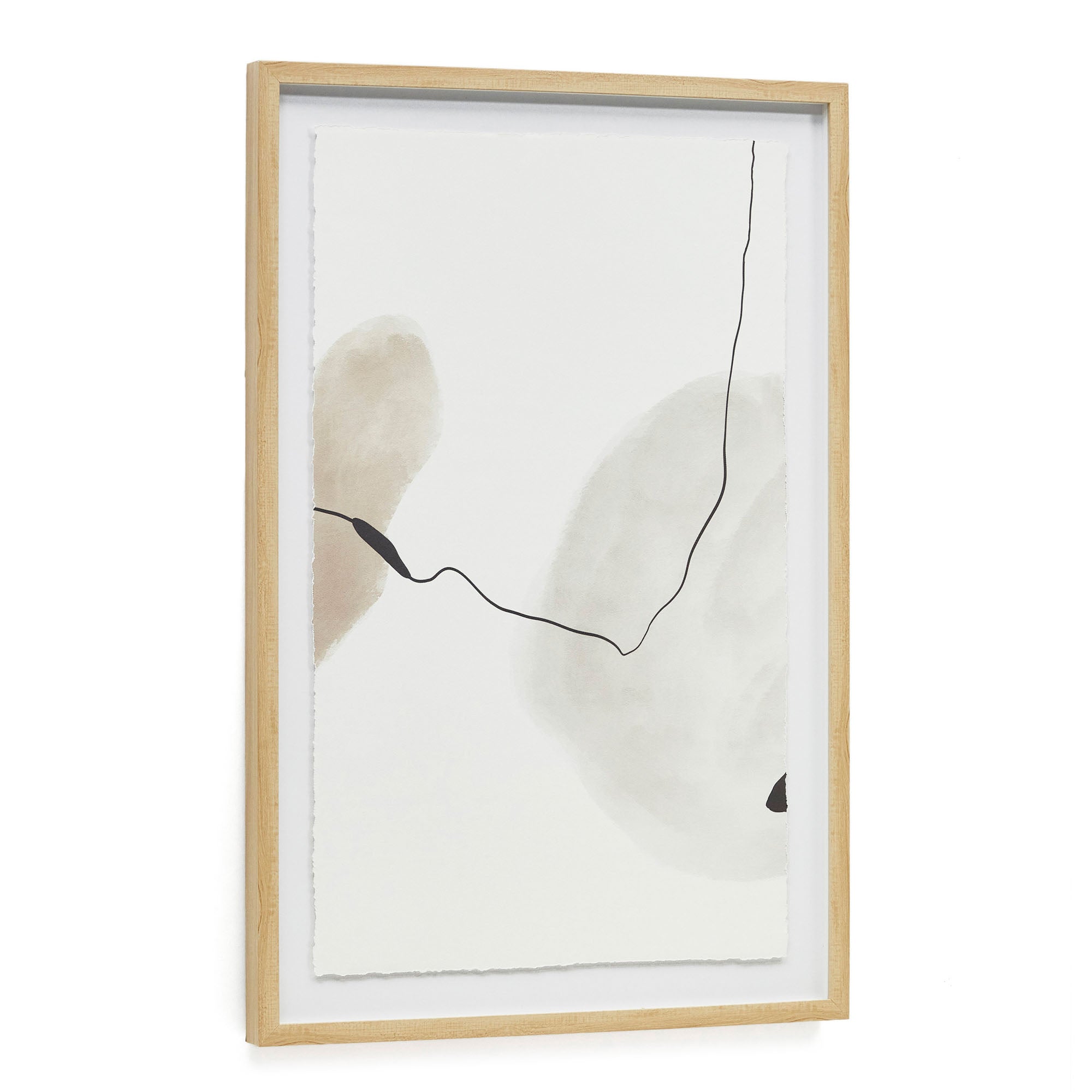 Torroella abstract painting in white, brown, and grey, 60 x 90 cm - Product Image
