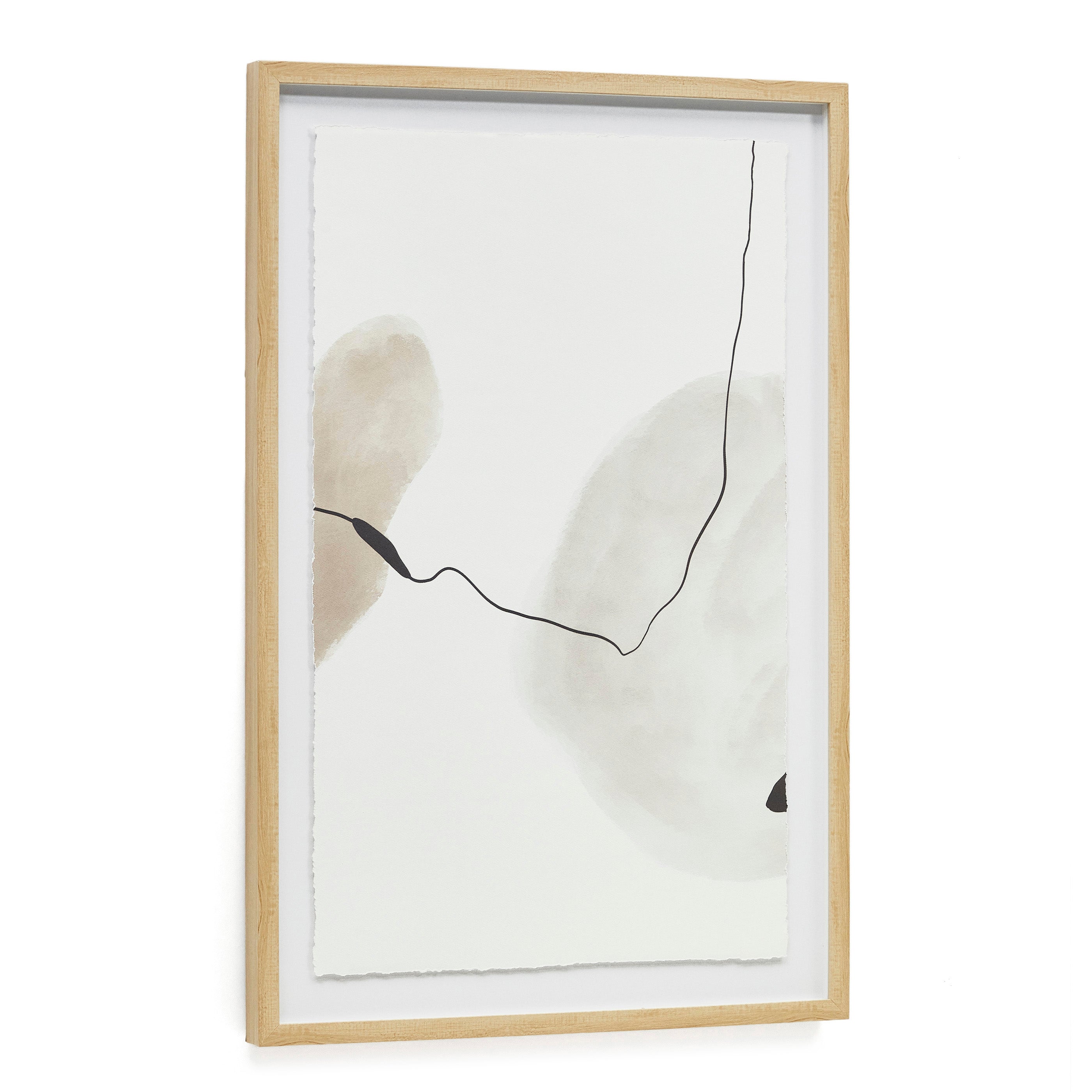 Torroella abstract painting in white, brown, and grey, 60 x 90 cm - Product Image
