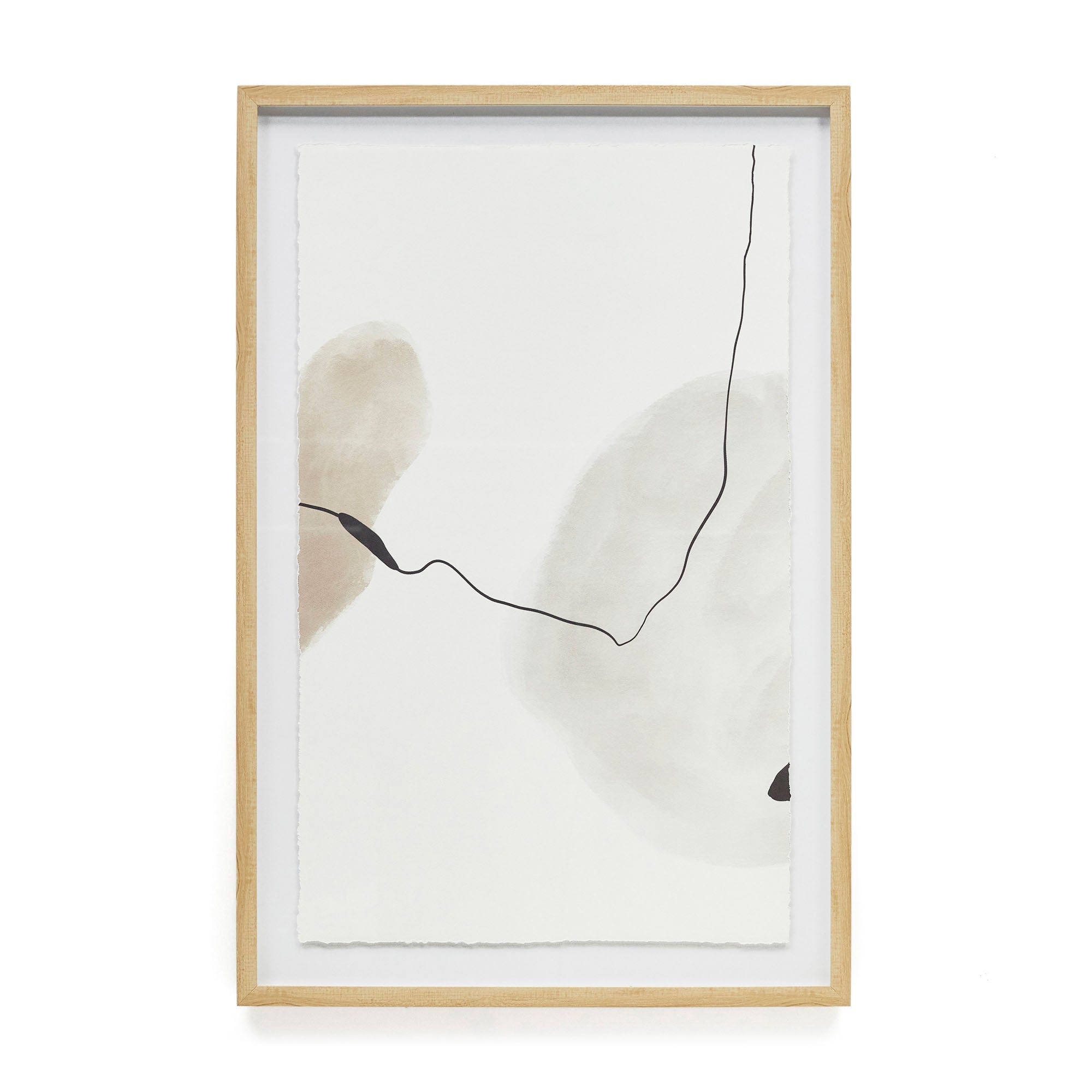 Torroella abstract painting in white, brown, and grey, 60 x 90 cm - Product Image