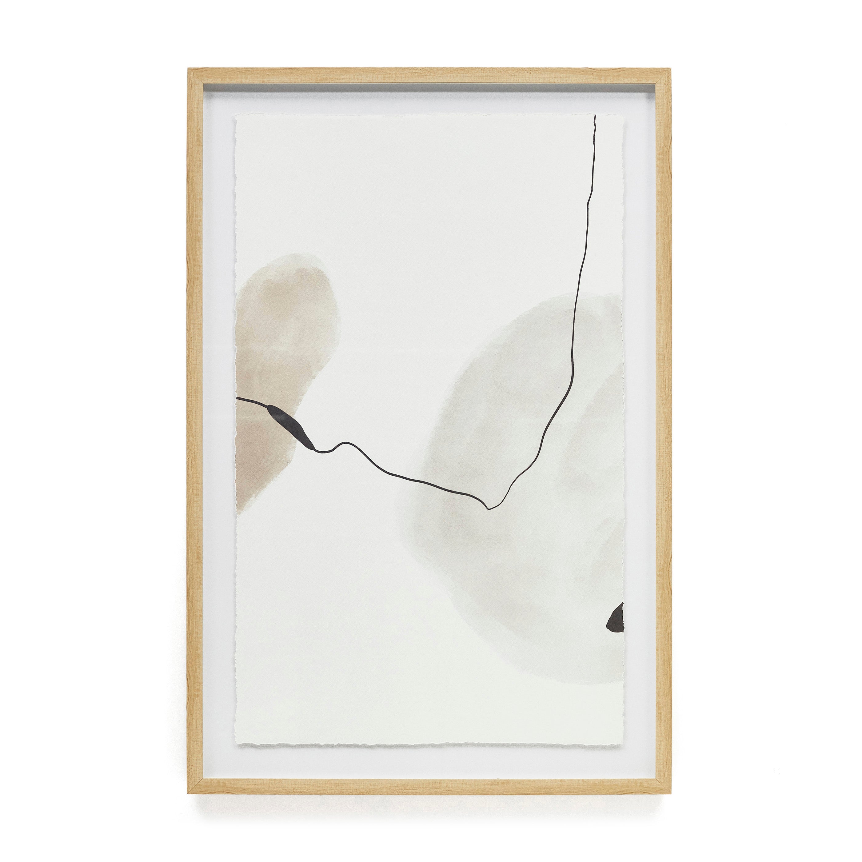 Torroella abstract painting in white, brown, and grey, 60 x 90 cm - Product Image