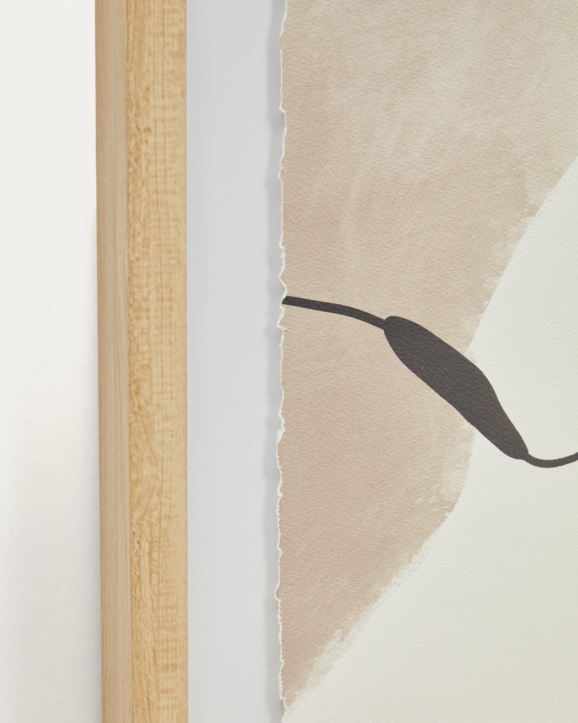 Torroella abstract painting in white, brown, and grey, 60 x 90 cm - Detail