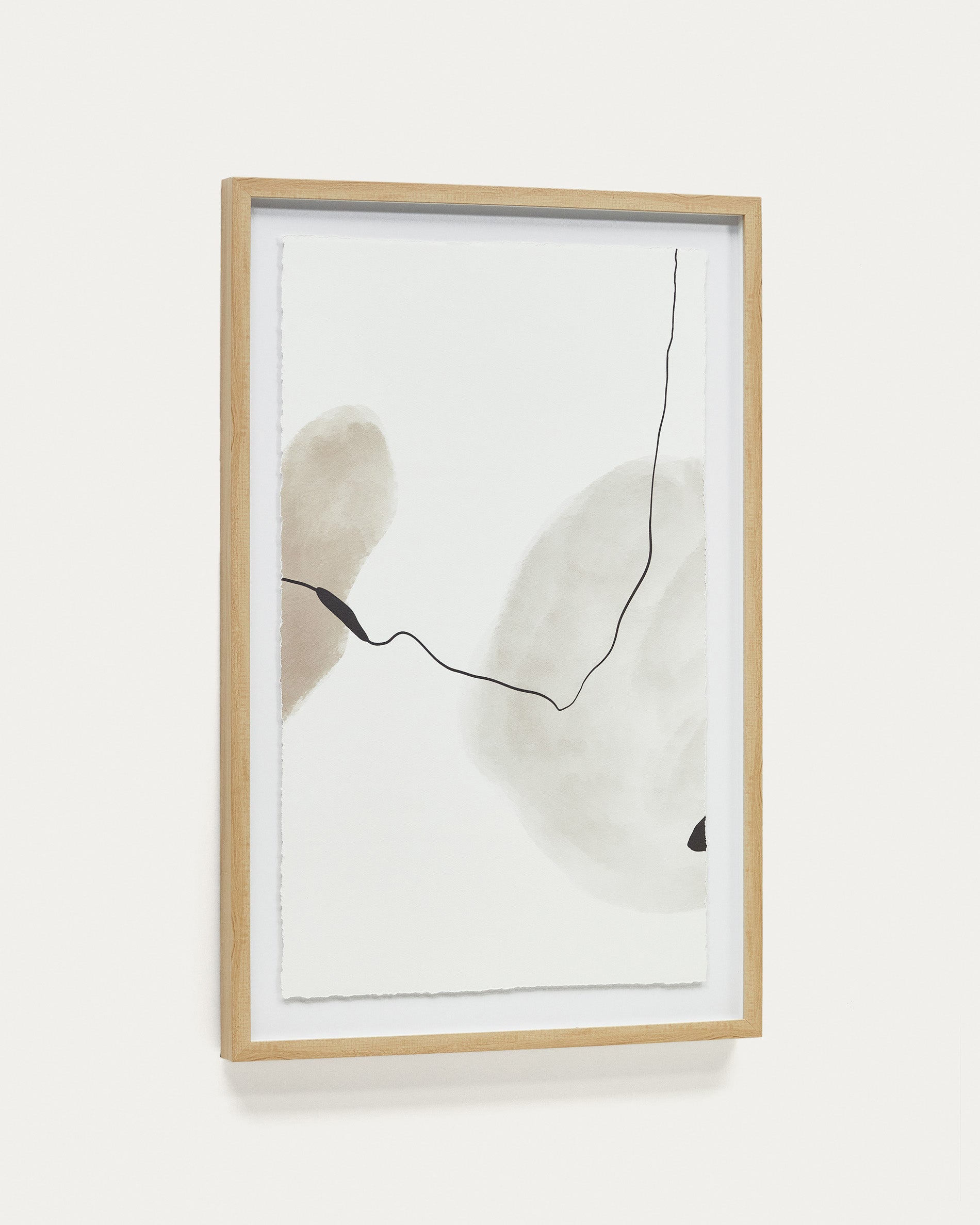 Torroella abstract painting in white, brown, and grey, 60 x 90 cm - Product View