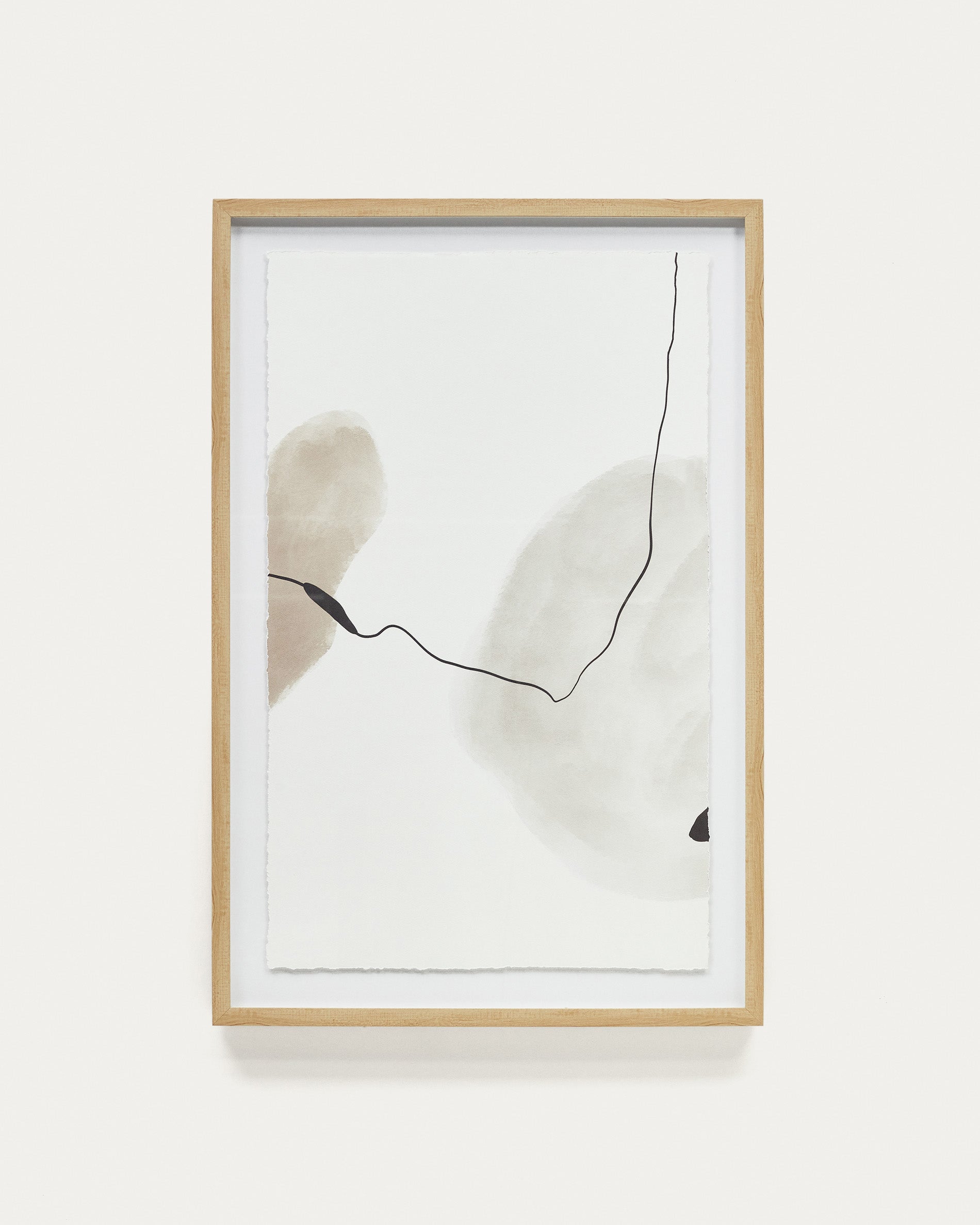 Torroella abstract painting in white, brown, and grey, 60 x 90 cm - Product View