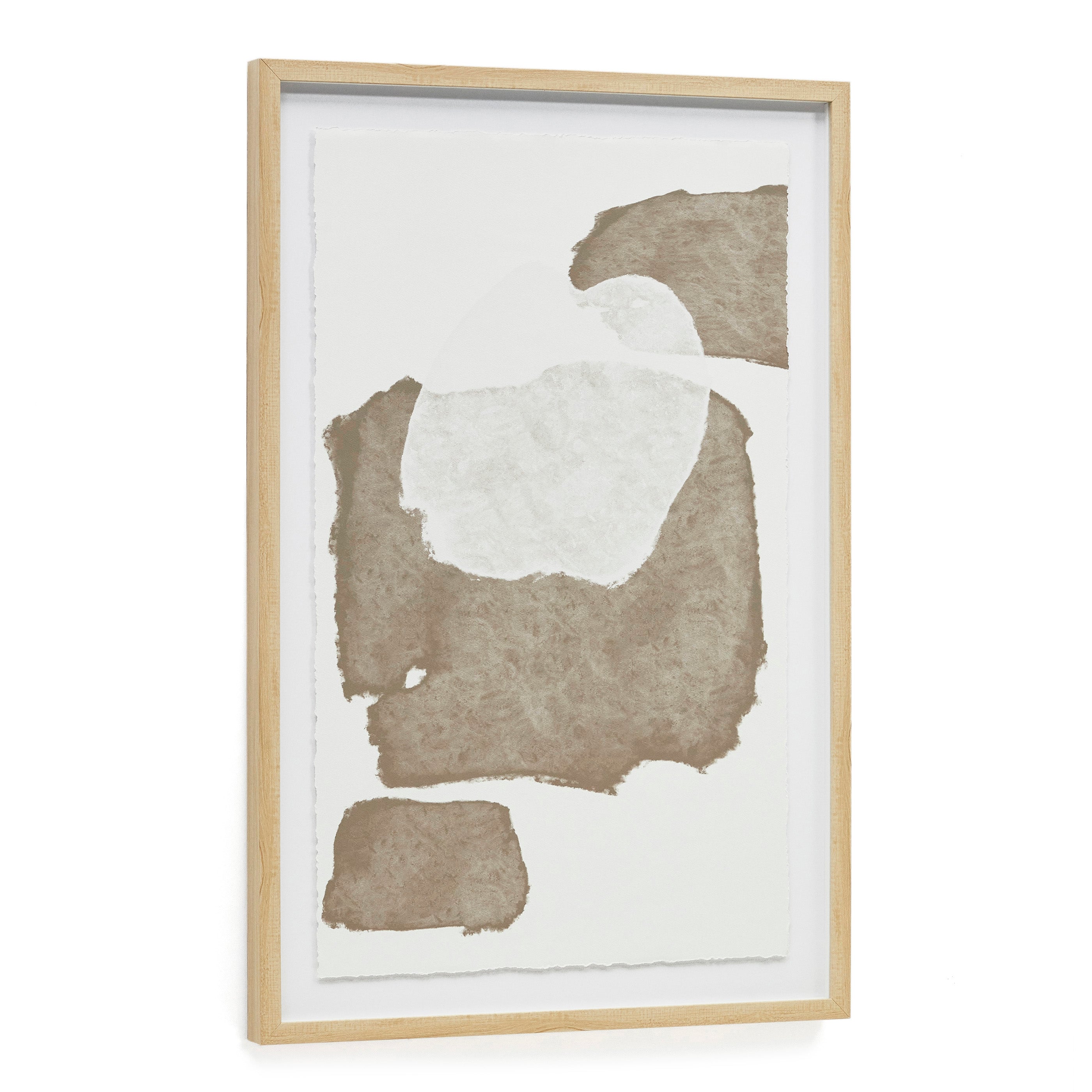 Torroella abstract painting in white and brown, 60 x 90 cm - Product Image