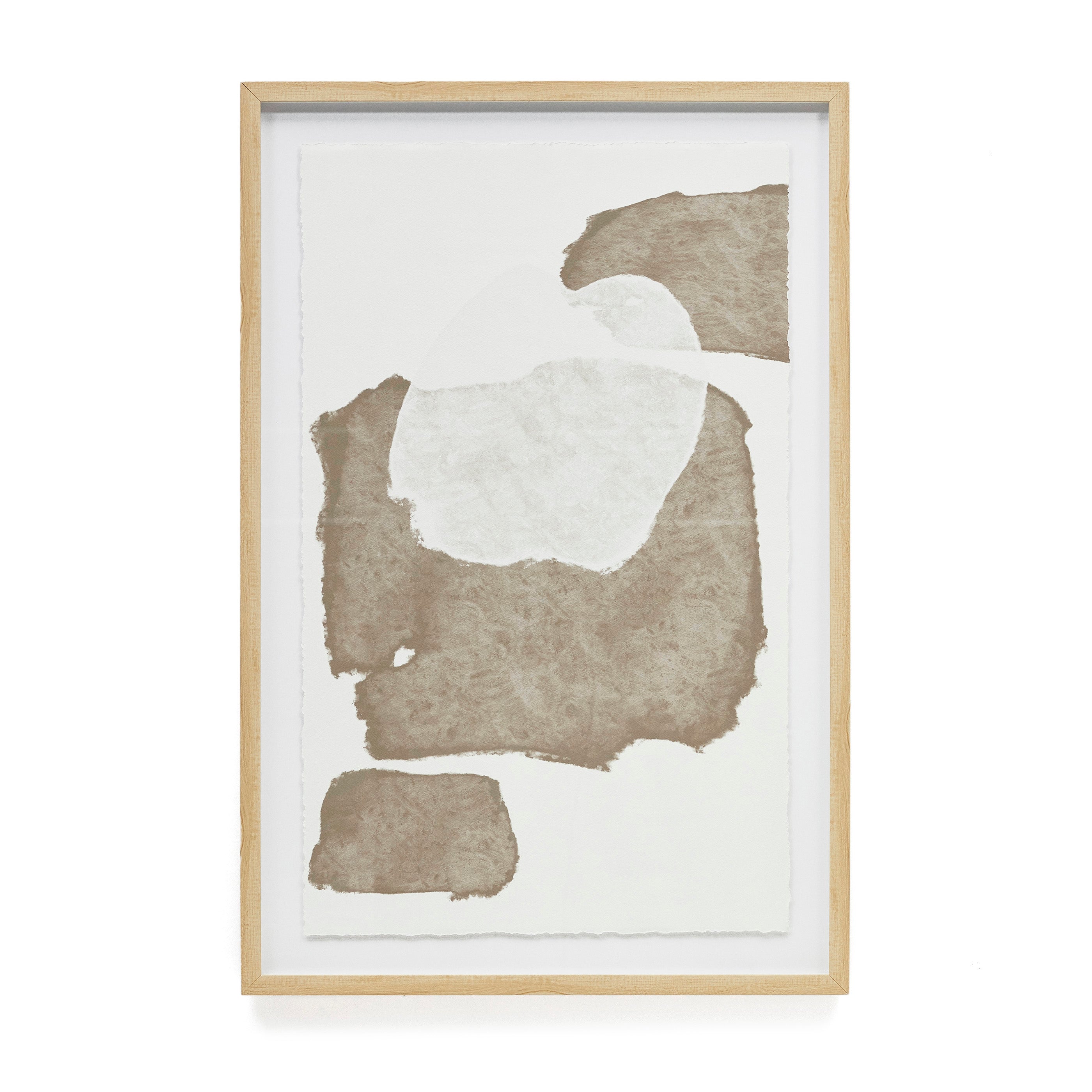 Torroella abstract painting in white and brown, 60 x 90 cm - Product Image