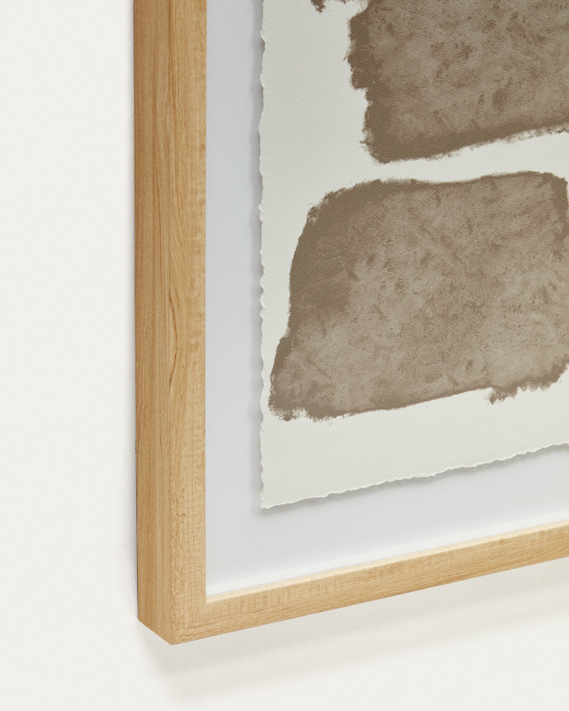 Torroella abstract painting in white and brown, 60 x 90 cm - Detail