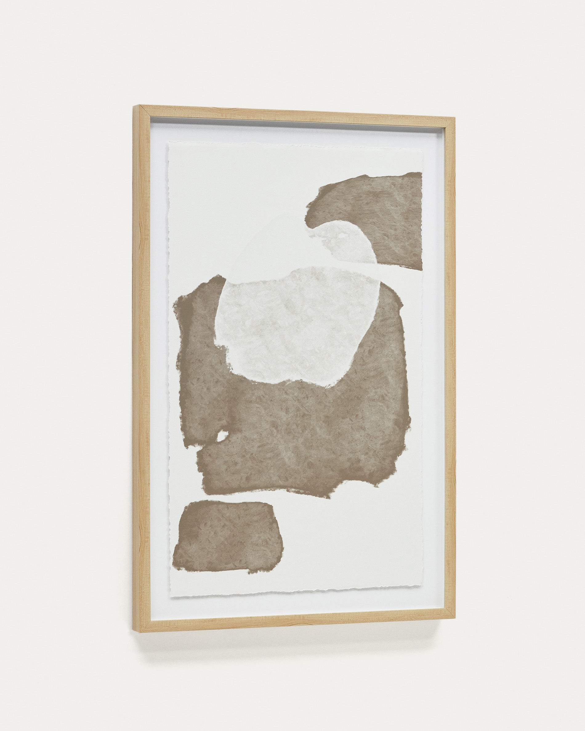 Torroella abstract painting in white and brown, 60 x 90 cm - Product View