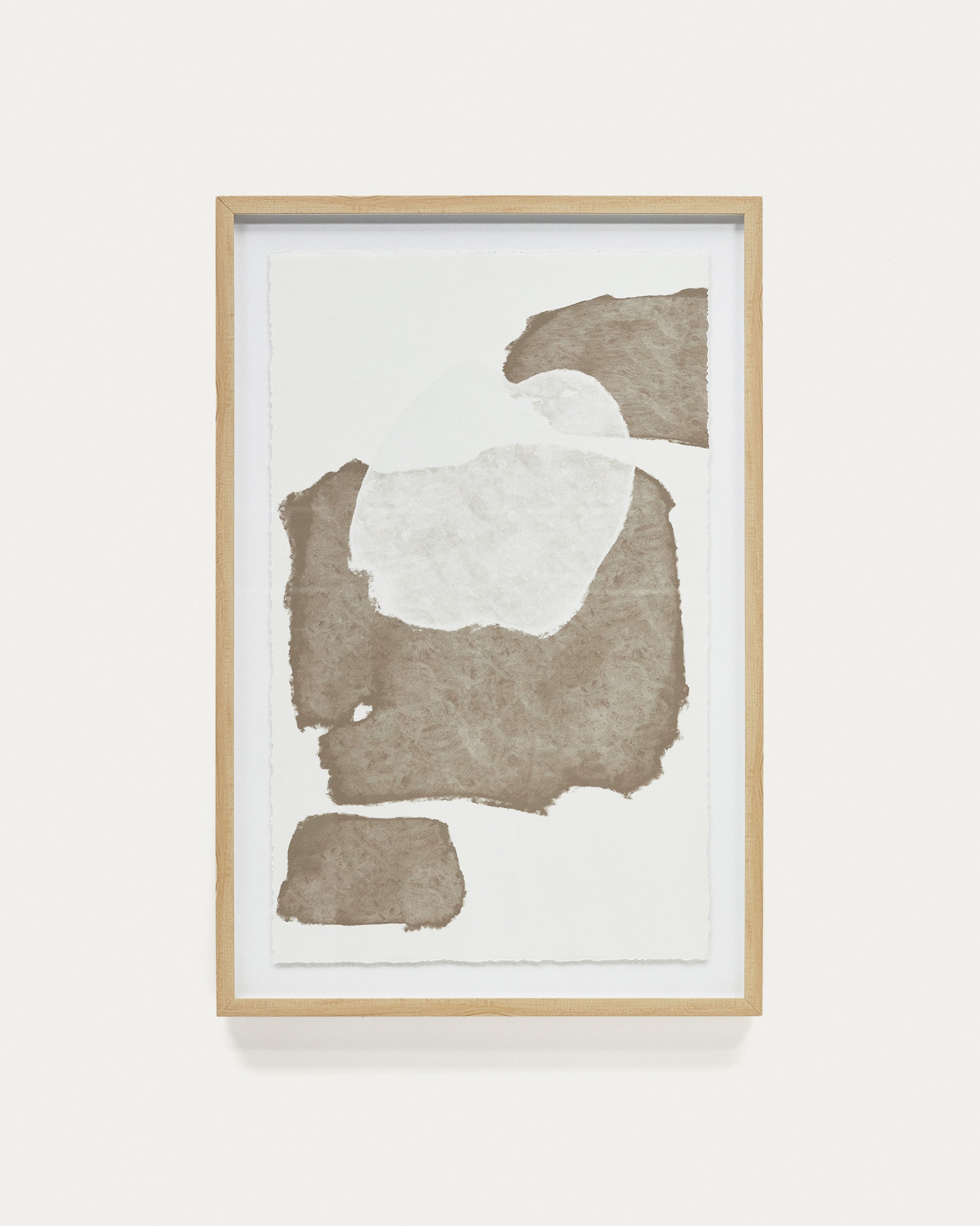 Torroella abstract painting in white and brown, 60 x 90 cm - Product View