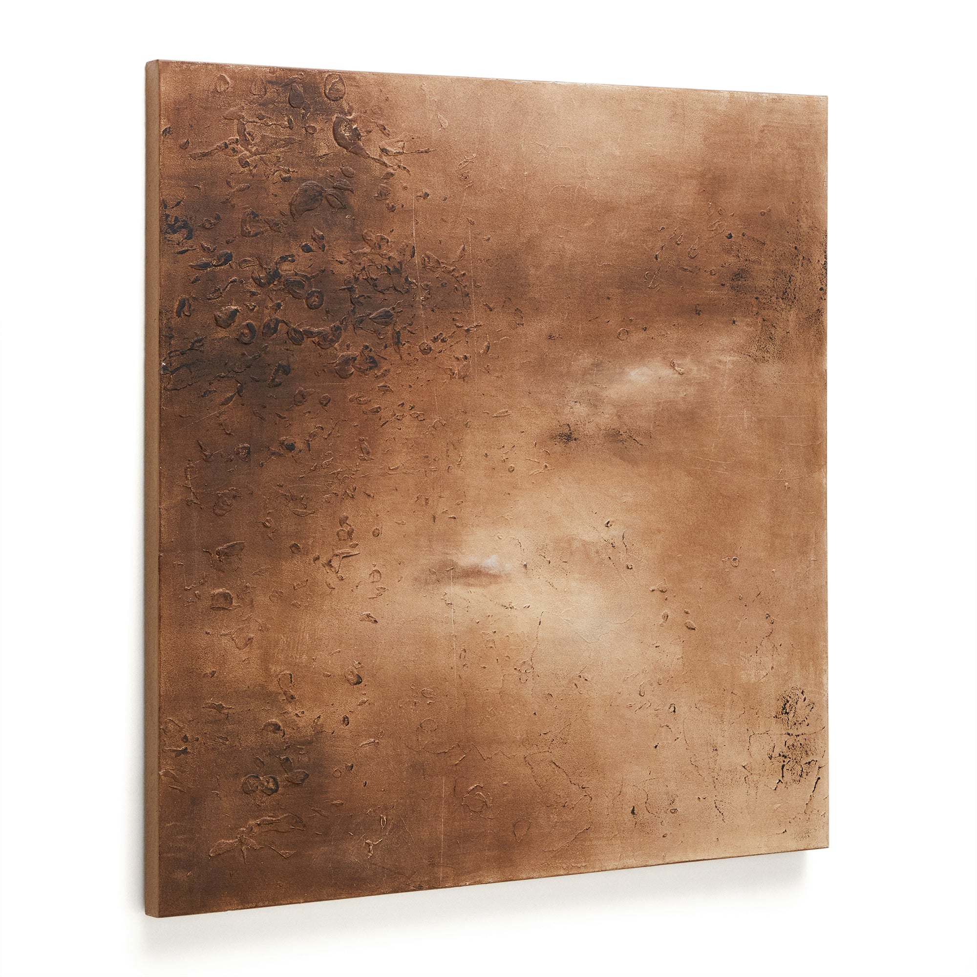 Sabira abstract canvas in oxidized copper 100 x 100 cm