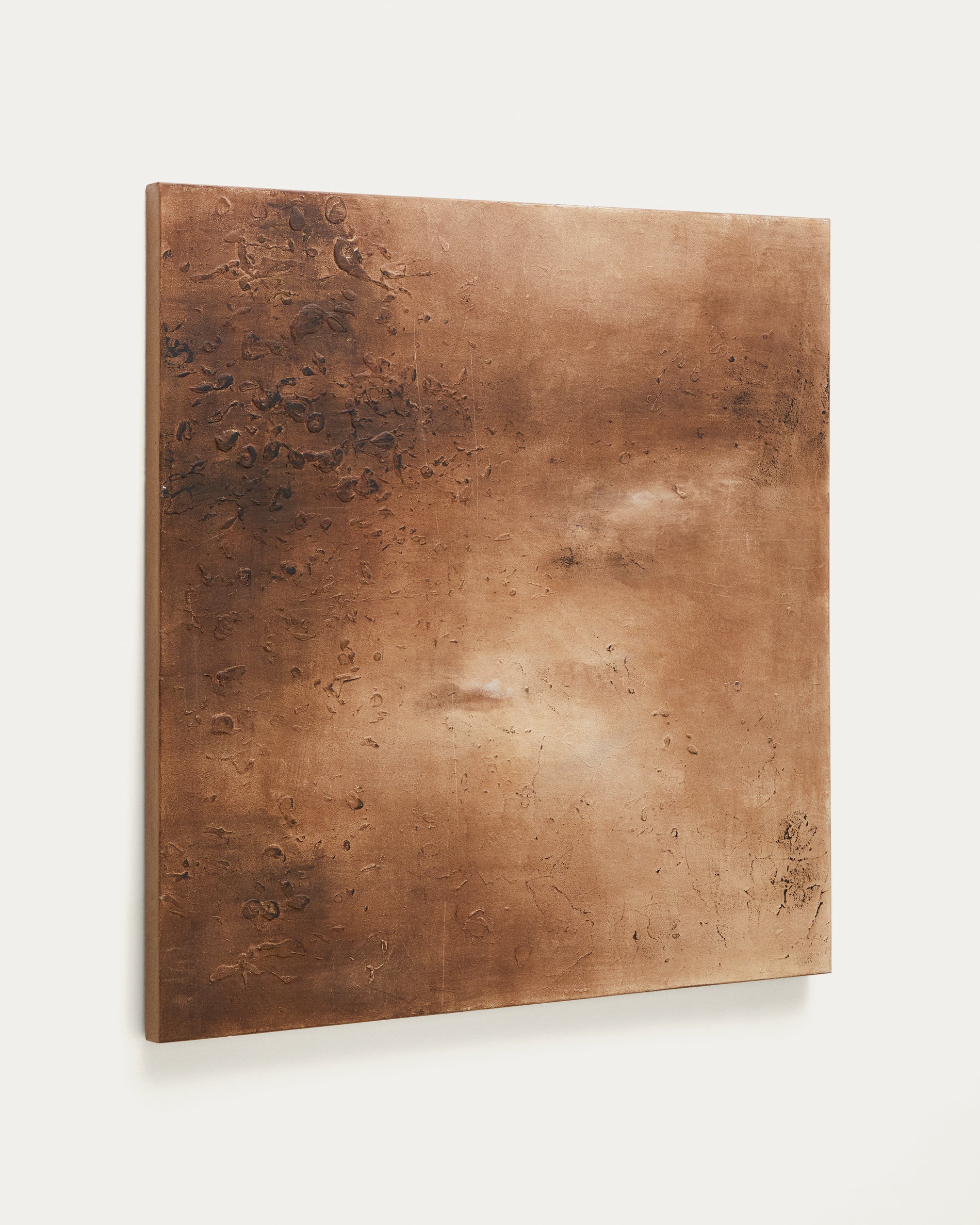 Sabira abstract canvas in oxidized copper 100 x 100 cm