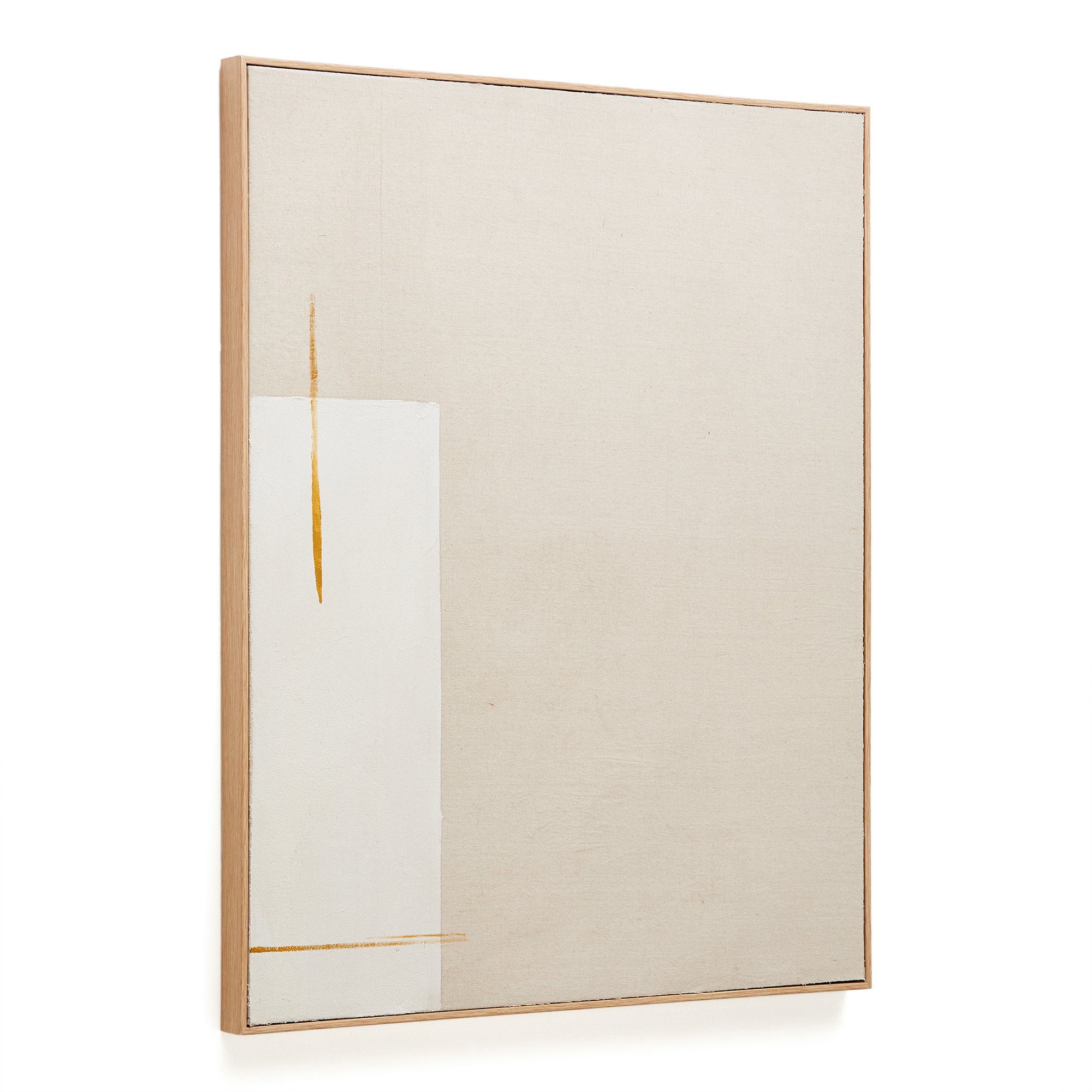 Salin abstract painting with vertical beige canvas strip 80 x 100 cm